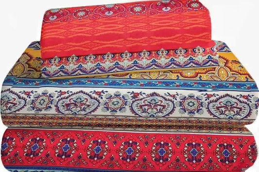 SDY 4 Pieces Boho Queen Sheet Set, Red Deep Pocket Queen Size Fitted Sheets, Microfiber Striped Soft Bohemian Sheet Set for Adult