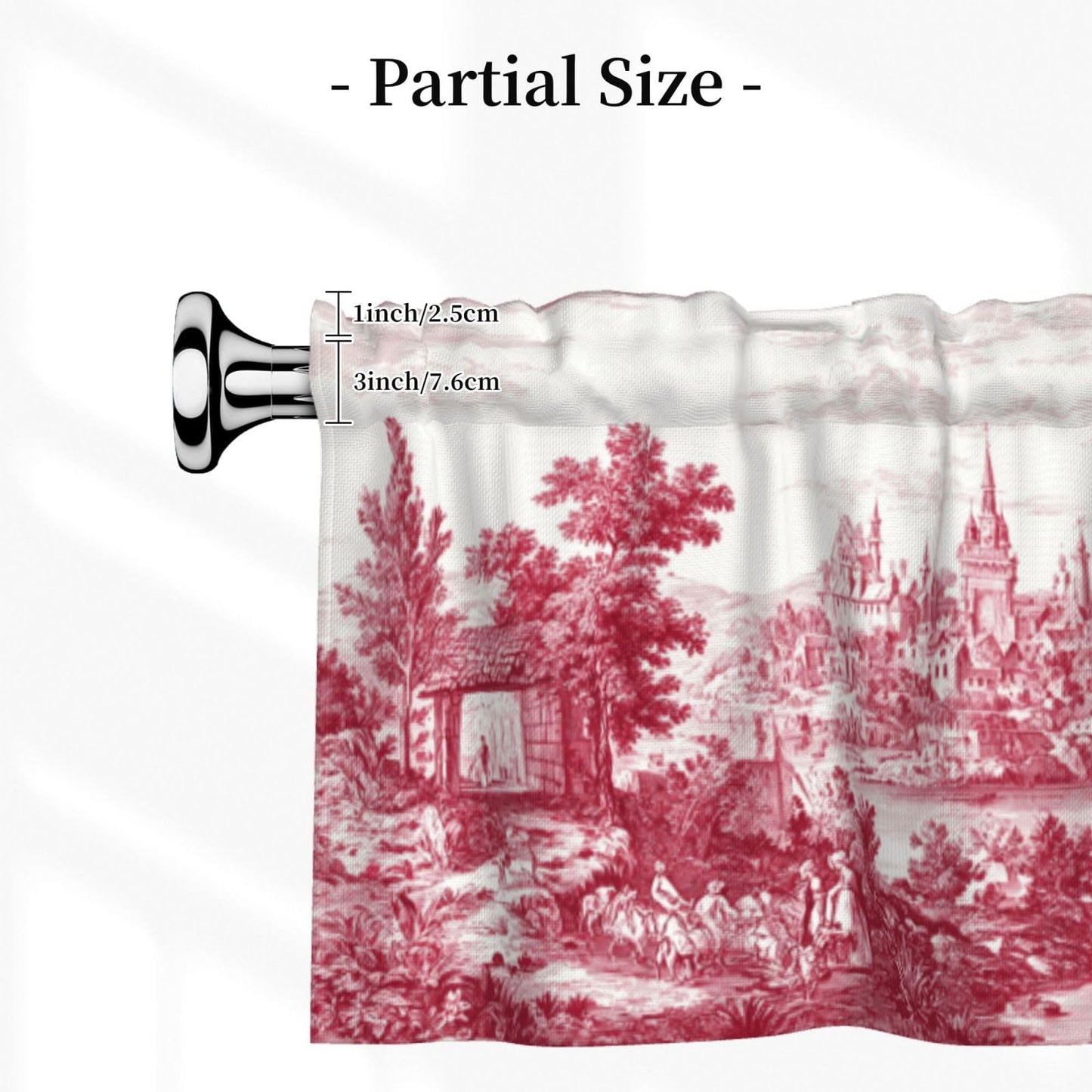 Ecixzyo French Country Valance Curtain Window Valance Treatment Decor Small Window Curtains for Bedroom Kitchen Bathroom Living Room 1 Panel 54x18in