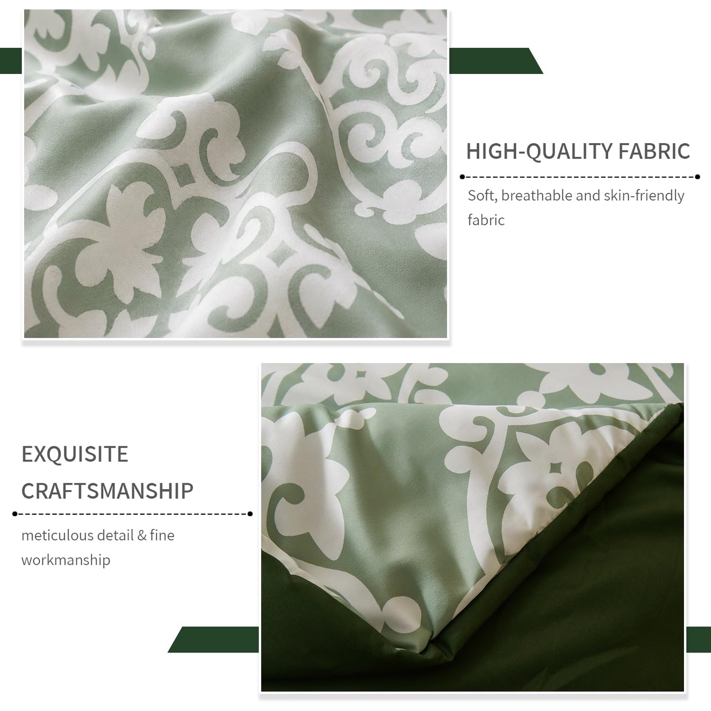 Fluffy Microfiber Comforter Set Queen / King – Soft Lightweight All Season Bedding, Plush Cozy Bedspread with Decorative Pillow Shams, Modern Home Bedroom Design (Queen (90x90), Green Checkered)