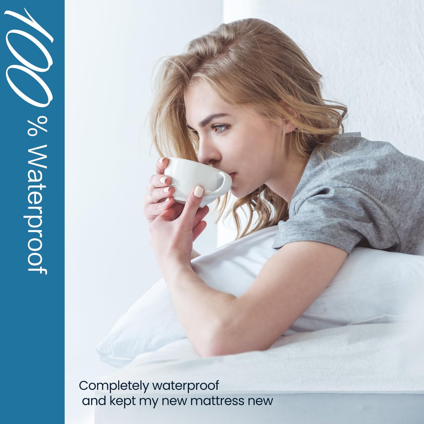 TASTELIFE King Size Waterproof Mattress Protector - 100% Waterproof Fitted with Deep Pocket Mattress Cover - Breathable Noiseless Bed Mattress Protector Washable - Vinyl Free (White)