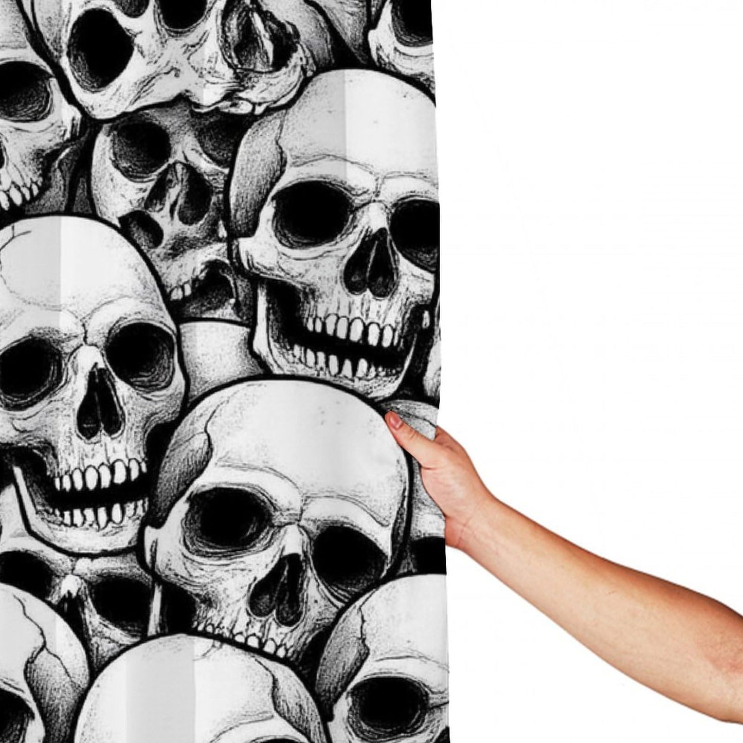 Meaudiwes Lightweight Shower Curtain Washable Shower Curtain Decoration with 12 Hooks Cool Funny Goth Skulls, 72"x 70"