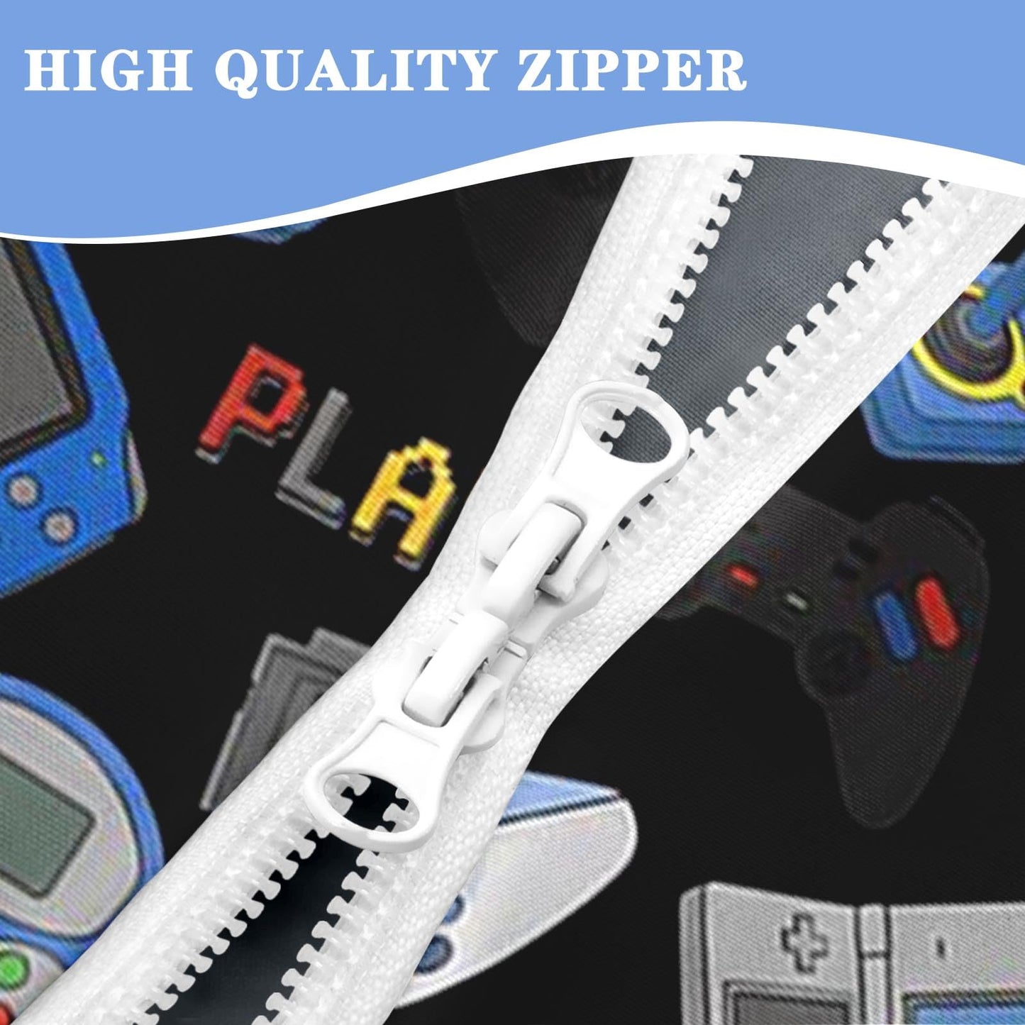 Nesker Zipper Bedding Twin Retro Colorful Gamepad Zip Up Bedding Set for Boys and Kids, Gaming Controller 3 Pcs Comforter Bed in a Bag with Fitted Sheet and 2 Pcs Pillowcases