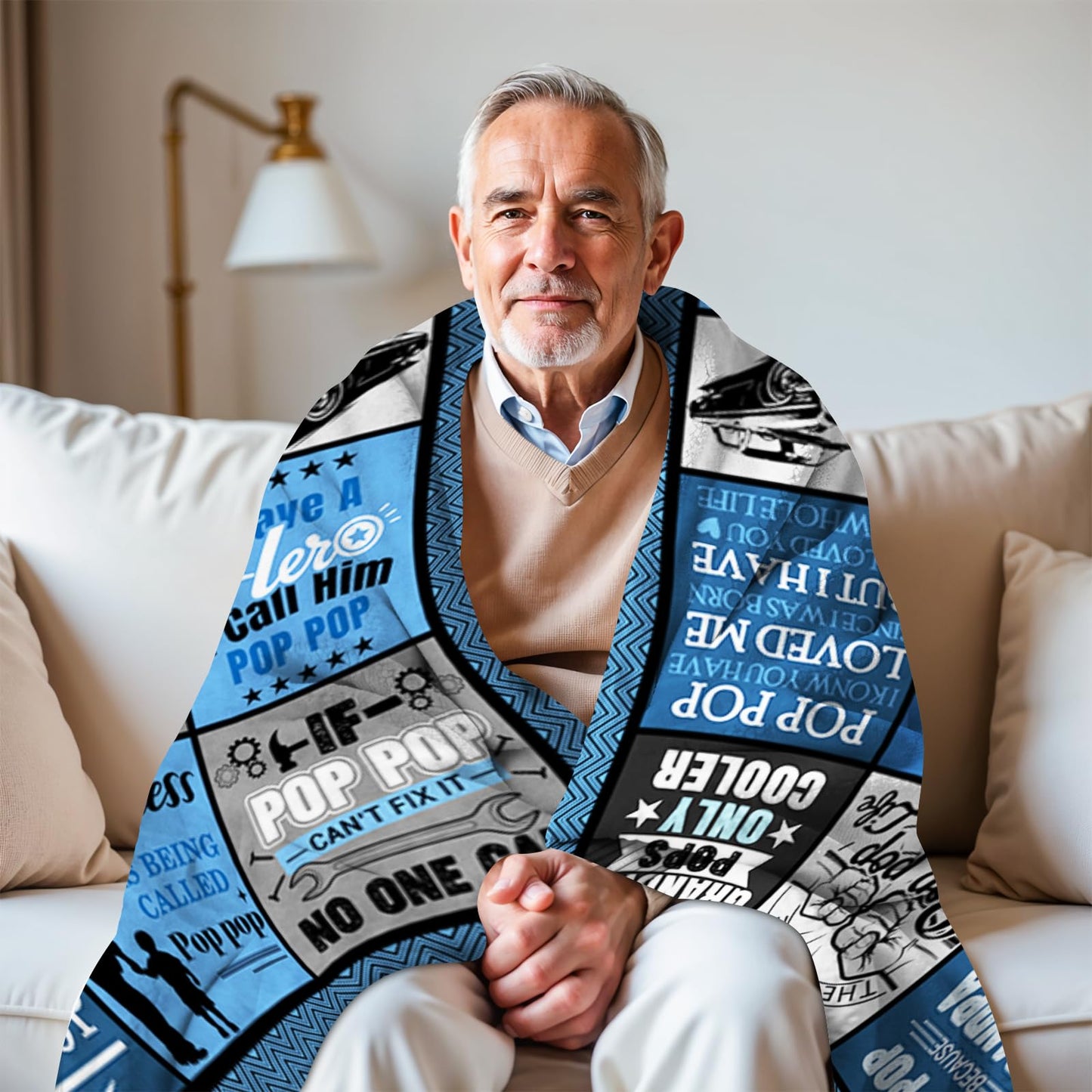 Grandpa Blanket Gift from GrandFriend, Blanket Gifts for Grandpa, Birthday Gift for Grandfather, Flannel Blankets for Couch, Sofa, Travel, Gifts for Christmas Thanksgiving Day or Father's Day 50x60in