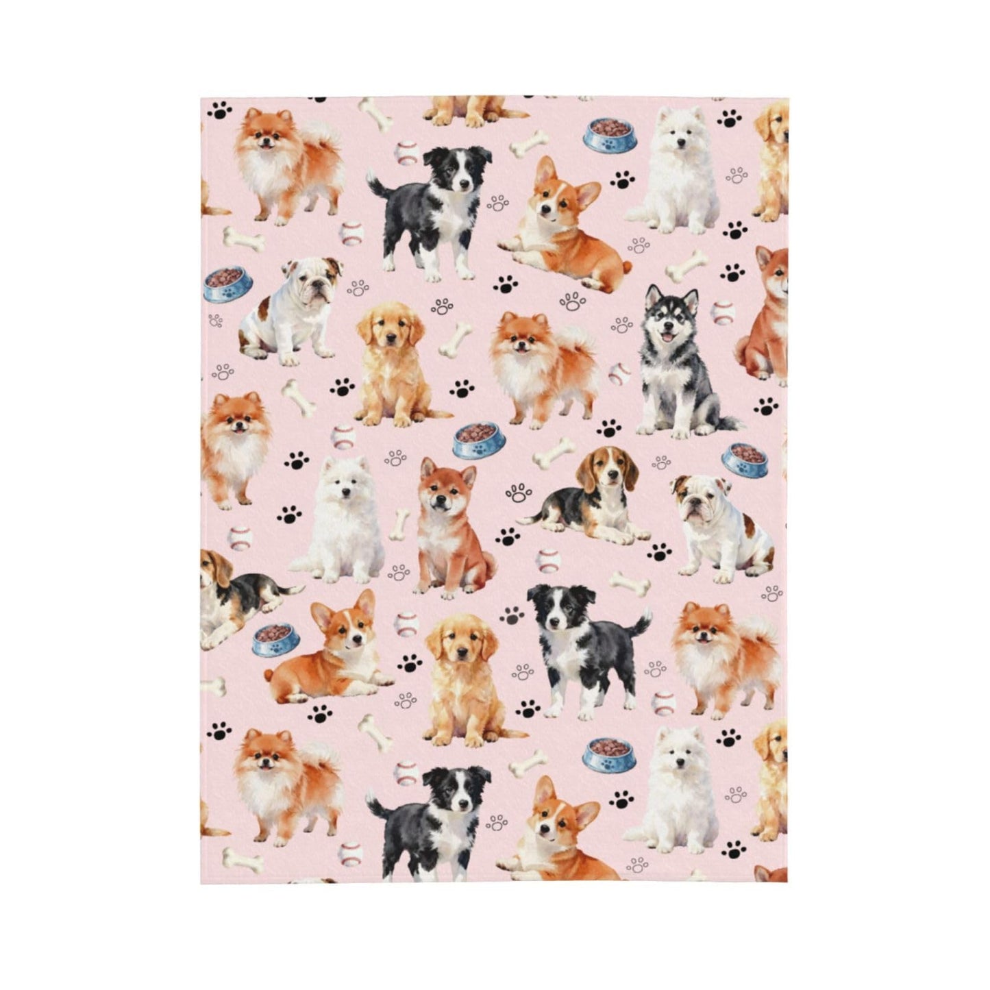 Cute Puppy Dog Blanket 50"x40" Soft Cozy Dogs Blankets Pink Throws Warm Lightweight Plush Fleece Throw Blanket for Kids Men Women Gift Bed Couch Sofa