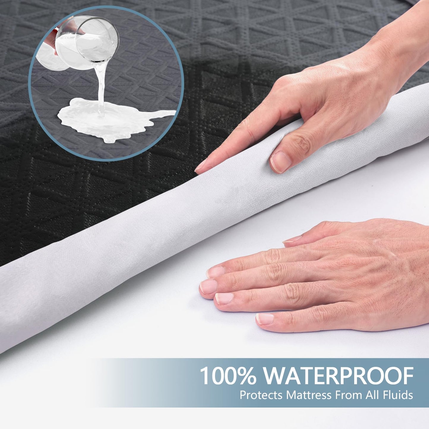 Premium Waterproof Mattress Protector Full Size, Breathable Bed Cover 3D Air Fabric Cooling Mattress Pad Cover Smooth Soft Noiseless Washable, 8''-21'' Deep Pocket (Gray)