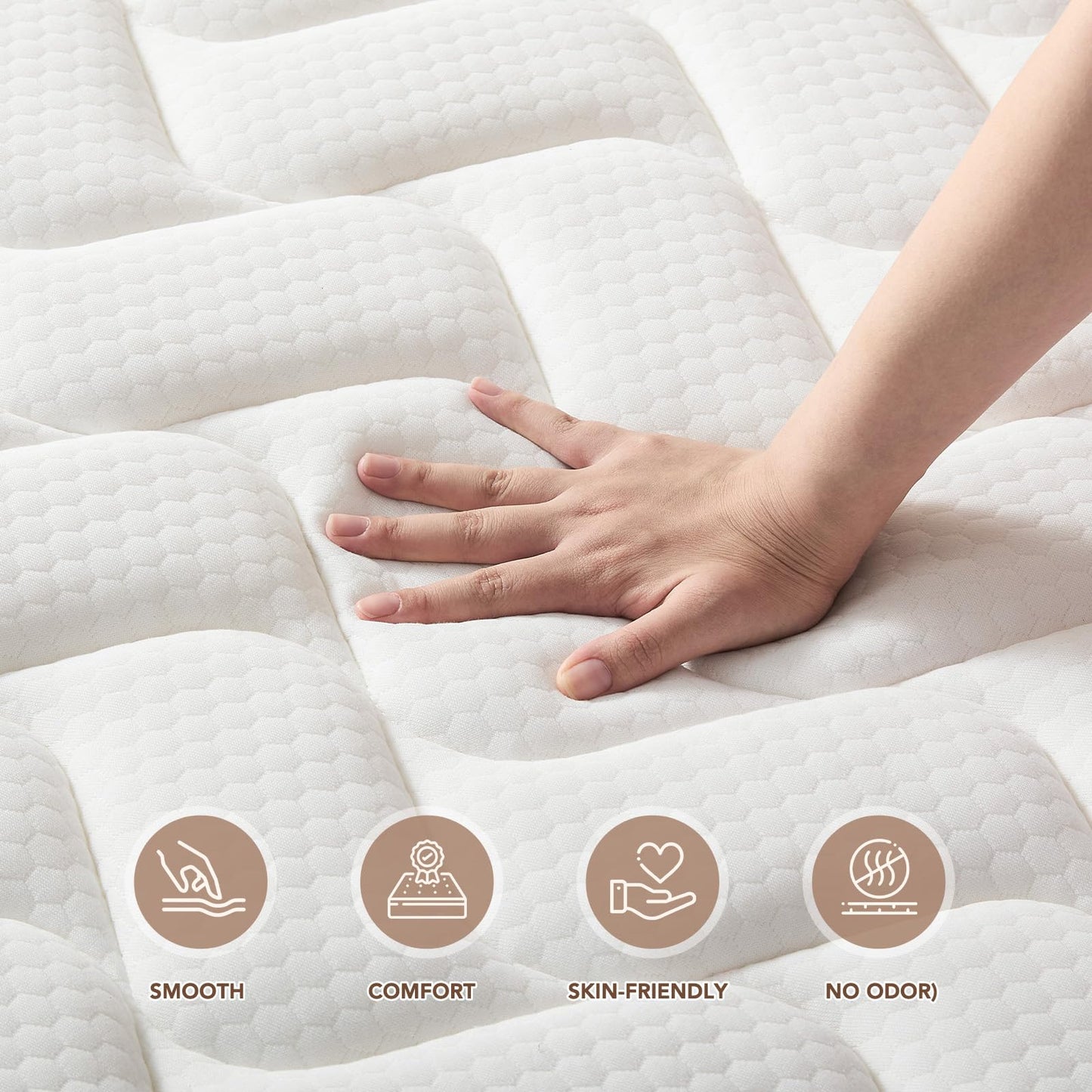 Moccona 12 Inch Queen Size Mattresses, Memory Foam Hybrid Mattress in a Box with Independent Spring, Soft and Comfortable, Pressure Relief, CertiPUR-US Certified, Medium Firm