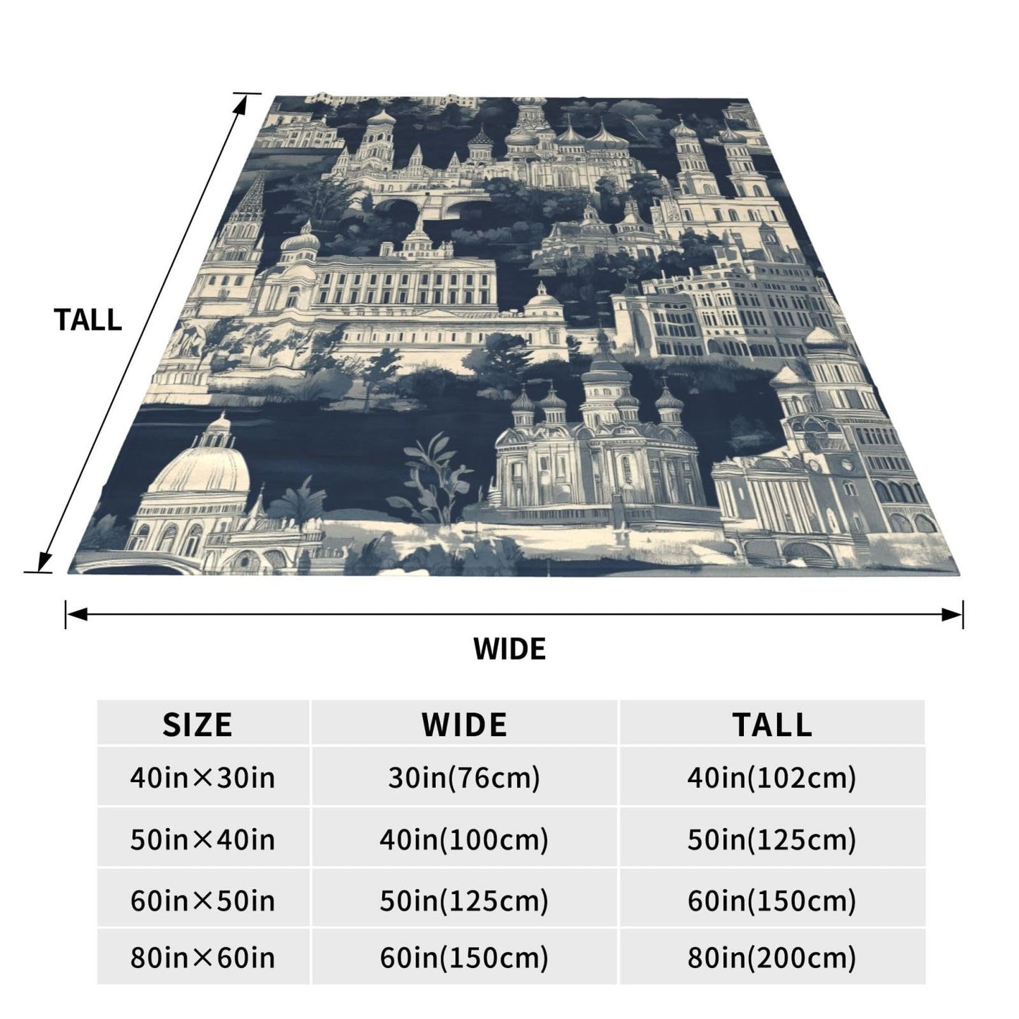 JXDXHCW Throw Blanket Large Size 80"X60" Inches Monochrome Cityscape Soft Cozy Lightweight Blankets for Men and Women