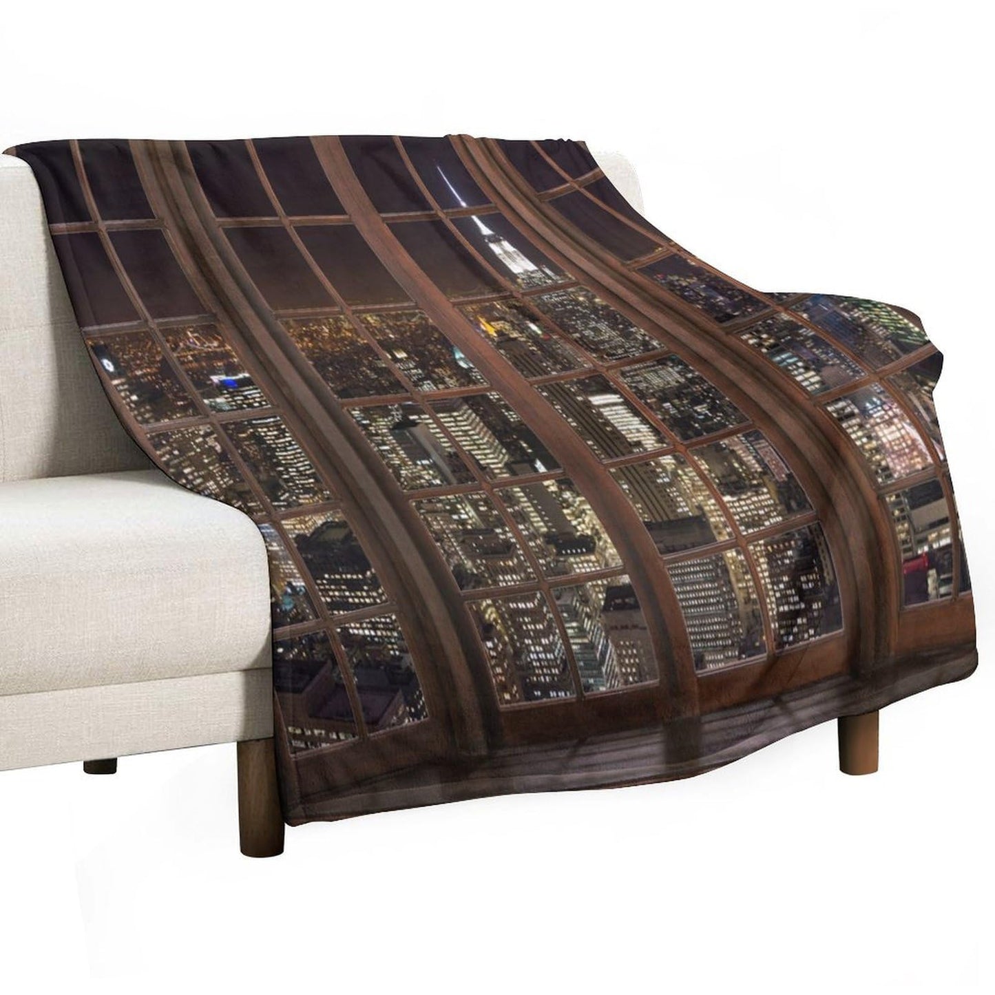 New York Night Landscape Throw Blanket,City High Rise Buildings Neon Lights Pattern Soft Cozy Warm Flannel Blankets for Sofa Couch Bed Gifts for Lover Kids Boys Grils Women Adults 30x40 Inch