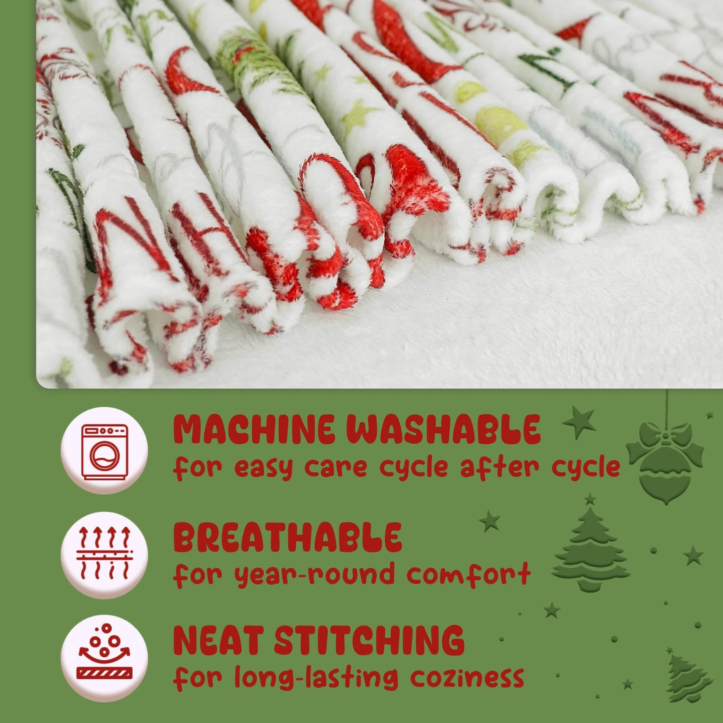 Christmas Throw Blanket Winter Fleece Flannel Blanket Merry Soft Cozy Plush Blankets for Couch Bed Sofa Joy Holiday Decor 60"X50"