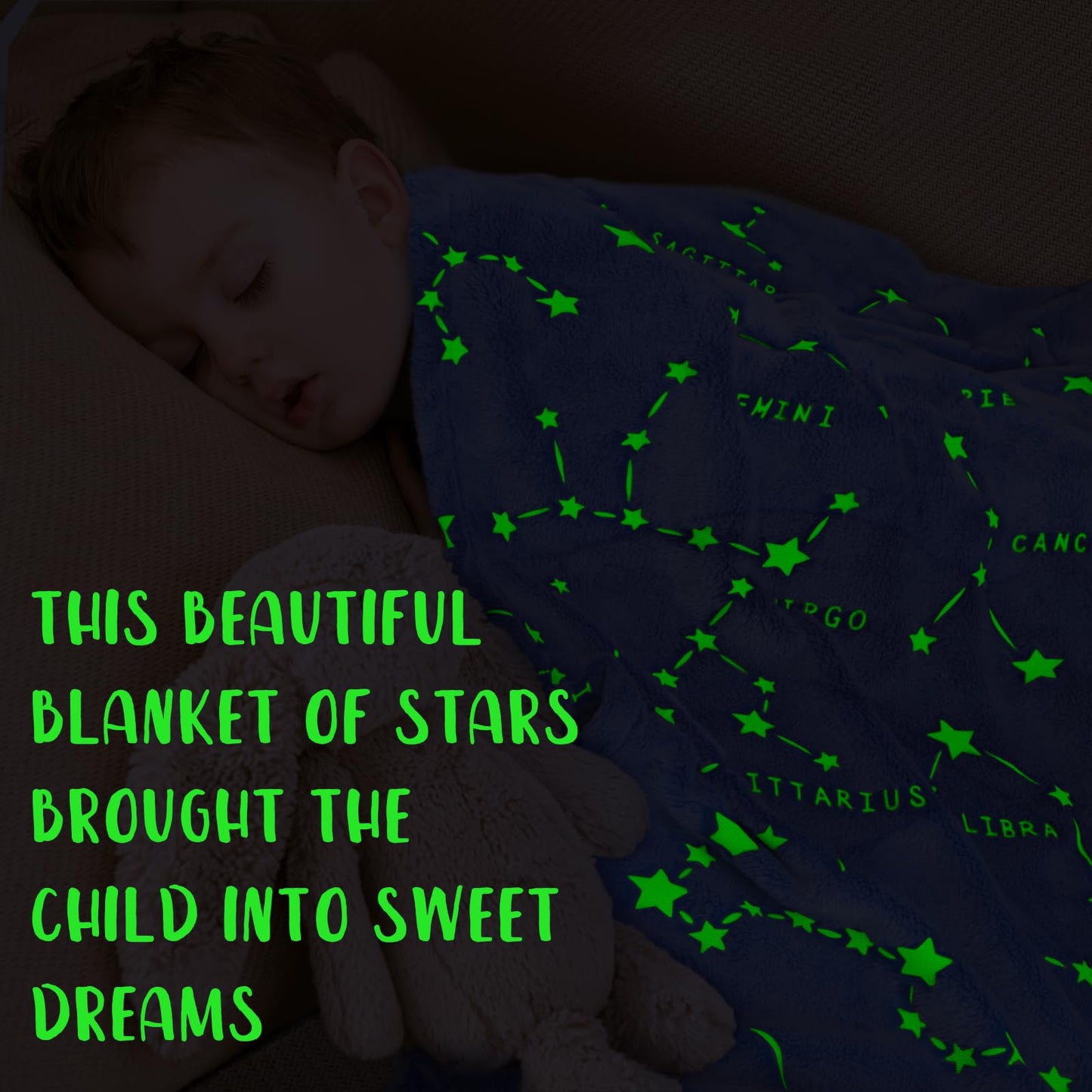 Gdindff Glow in the Dark Constellation Blanket, Galaxy Space Stars Throw Blanket for Kids Adults, Soft Fleece Astronomy Decor for Bedroom, Birthday Gifts for Boys Girls Women Men Teens, 50" x 60"