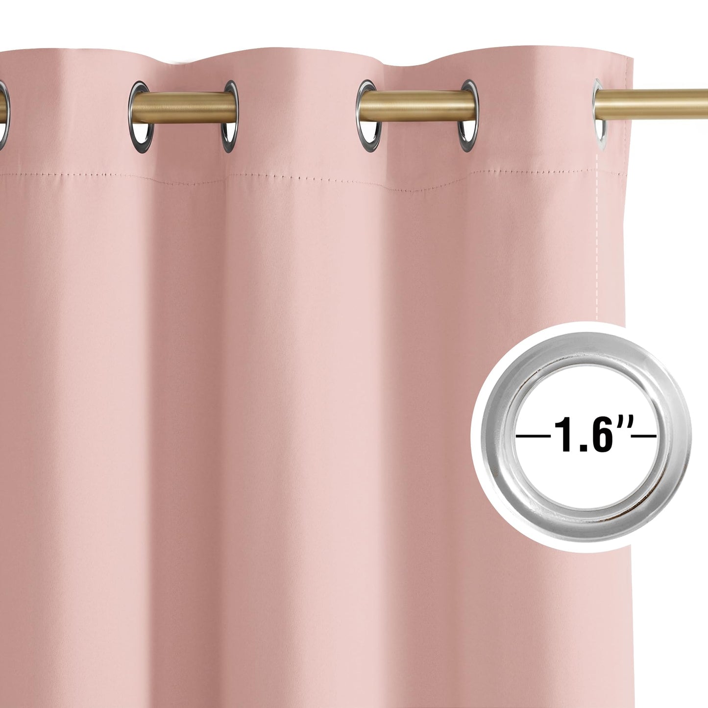NICETOWN Blush Pink Blackout Curtains 63 Inches Long 2 Panels for Girls Room, Bedroom, Nursery Thermal Insulated Blackout Drapes Solid Grommet Noise Reducing Window Curtains, W40