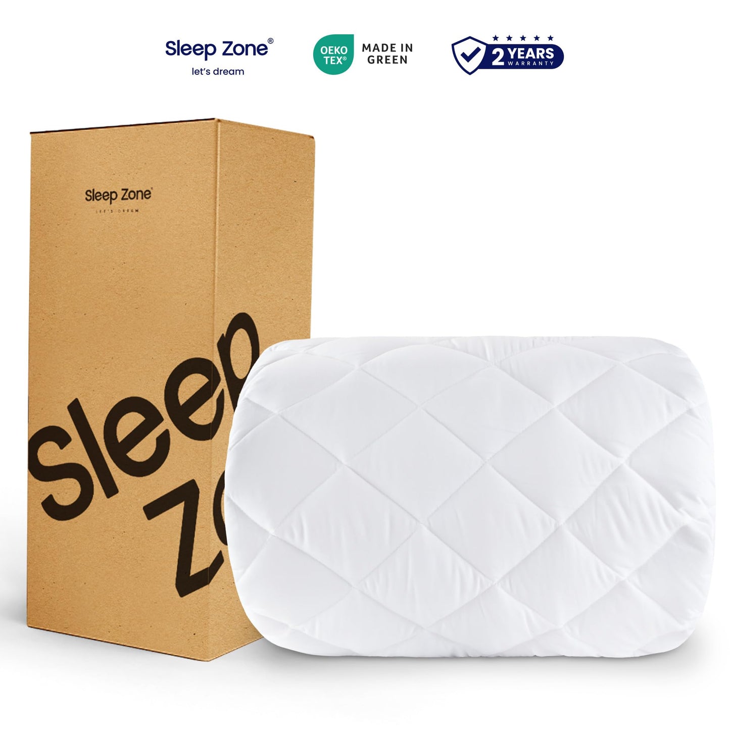 SLEEP ZONE Twin XL Mattress Pad, Breathable and Noiseless Mattress Cover, Quilted Fitted Mattress Protector with Deep Pocket, Machine Washable Mattress Topper (White, Twin XL)