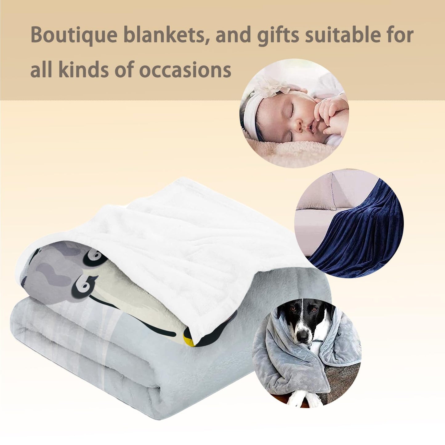 Ti Caldi Emperor Penguin Family Blanket - Soft Cozy Lightweight Flannel Throw Blanket for Couch, Bed, Travel - Fuzzy Home Decor for Indoor & Outdoor Use Wildlife Design 60"x50"