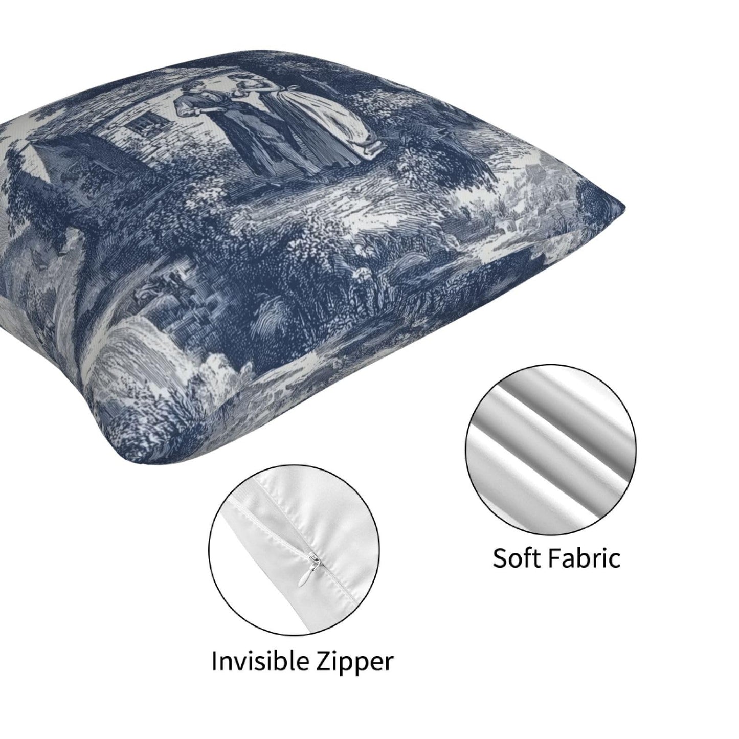 Ecixzyo French Throw Pillow Covers 18x18 Inch Set of 4 Pillowcases Outdoor Home Decor for Couch Bed Sofa Living Room