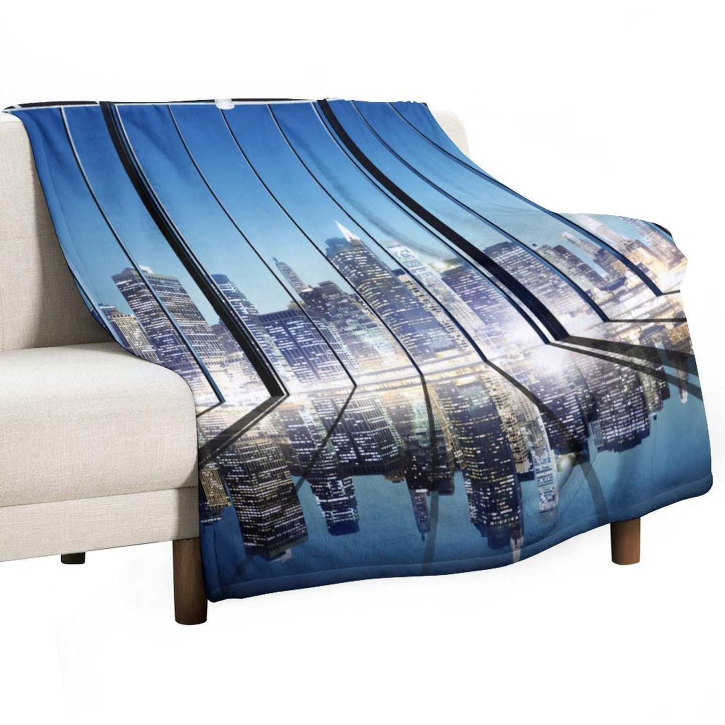 City Night Landscape Throw Blanket,New York Buildings Neon Lights Pattern Soft Cozy Warm Flannel Blankets for Sofa Couch Bed Gifts for Lover Kids Boys Grils Women Adults 30x40 Inch