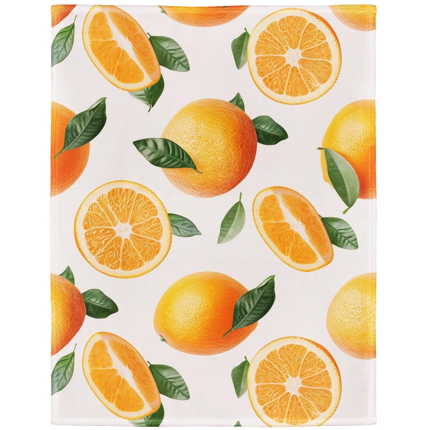 XSMEI Orange Pattern Throw Blanket, Decorative Fleece Blanket with Fresh Fruit Design, Super Soft Warm and Cozy, Gifts for Women Girls Kids, 50" x 60"