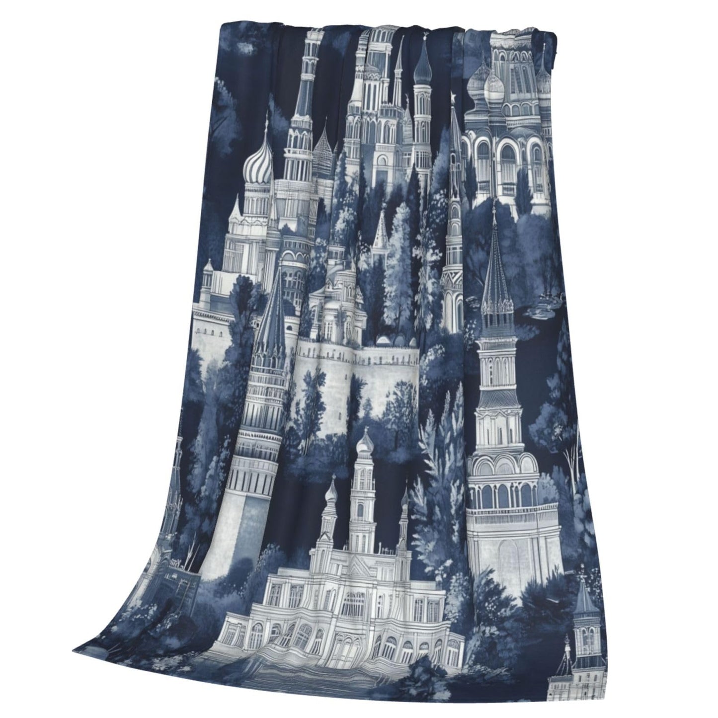 JXDXHCW Throw Blanket Small Size 50"X40" Inches Dark Blue City Architecture Soft Cozy Lightweight Blankets for Boys and Girls