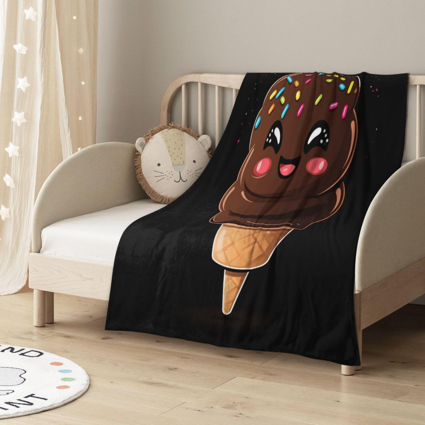 CDSASHCA Cute Chocolate Ice Cream Flannel Fleece Blanket,Ultra-Soft,Lightweight,Hypoallergenic,Double-Sided,Perfect for Home Decor, Couch, Bed, Machine-Washable,Non-Shedding,Sweet Gift 30X40 inch