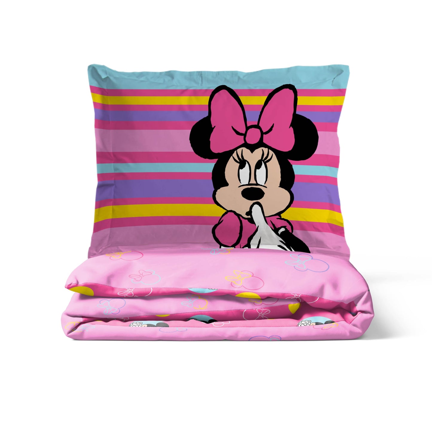 Jay Franco Duvet Cover Set – 2 Piece Comforter Cover and Sham Set, Super Soft Cozy Kids Bedding (Insert Not Included) Pink- Minnie Mouse, Twin