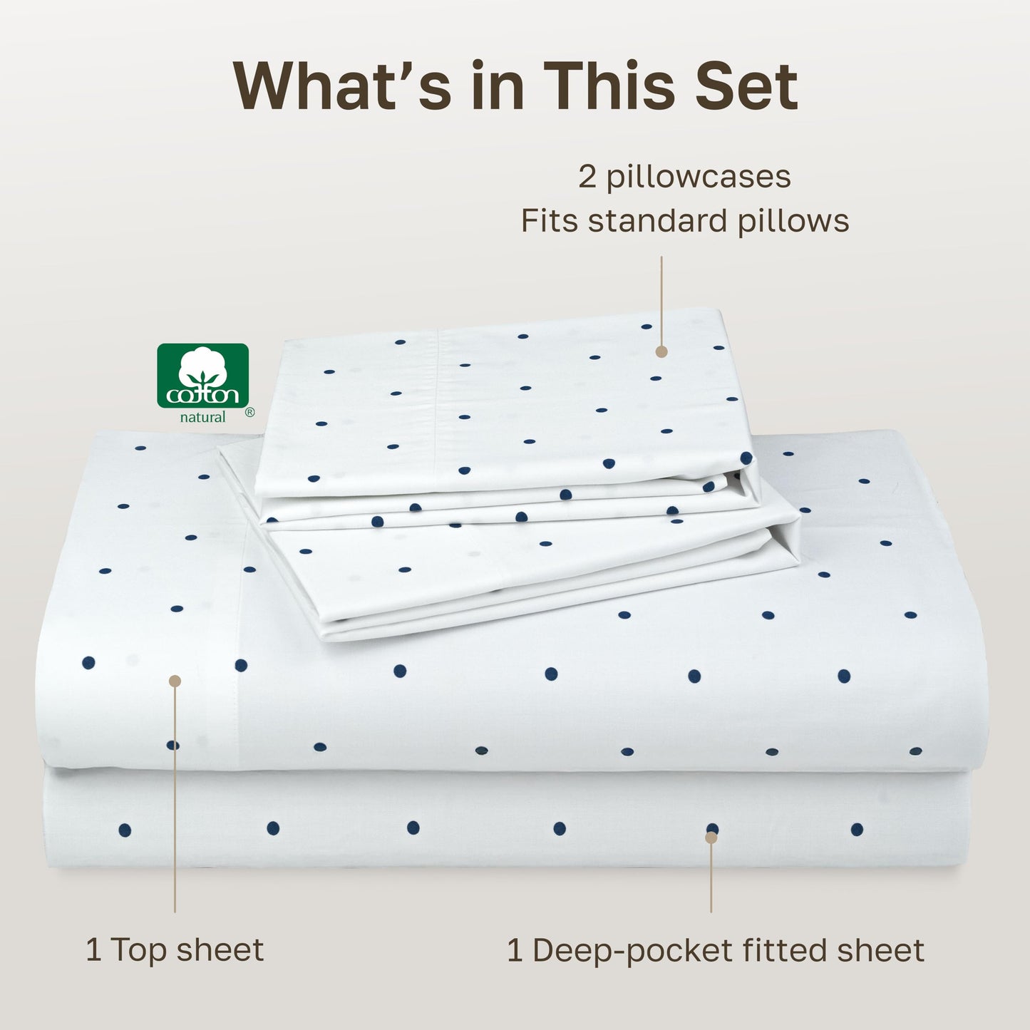 California Design Den Soft 100% Cotton Queen Sheet Set, 400 TC Good Housekeeping Award Winner, Smooth Sateen Finish with Deep Pockets, Cozy and Durable Cotton Bedding Set - Polka Dot