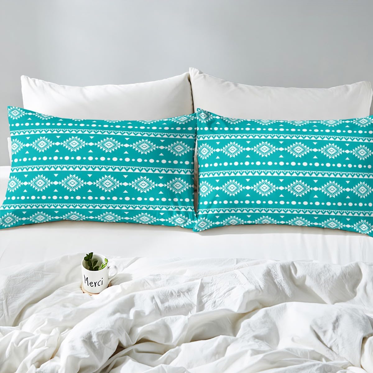 Erosebridal Western Aztec Bed Sheets Set Full Size, Bohemian Decor Flat Fitted Sheet for Boys Girls Women Men Bedroom, Exotic Tribal Bedding Set, Geometric Southwestern Farmhouse Bed Sets
