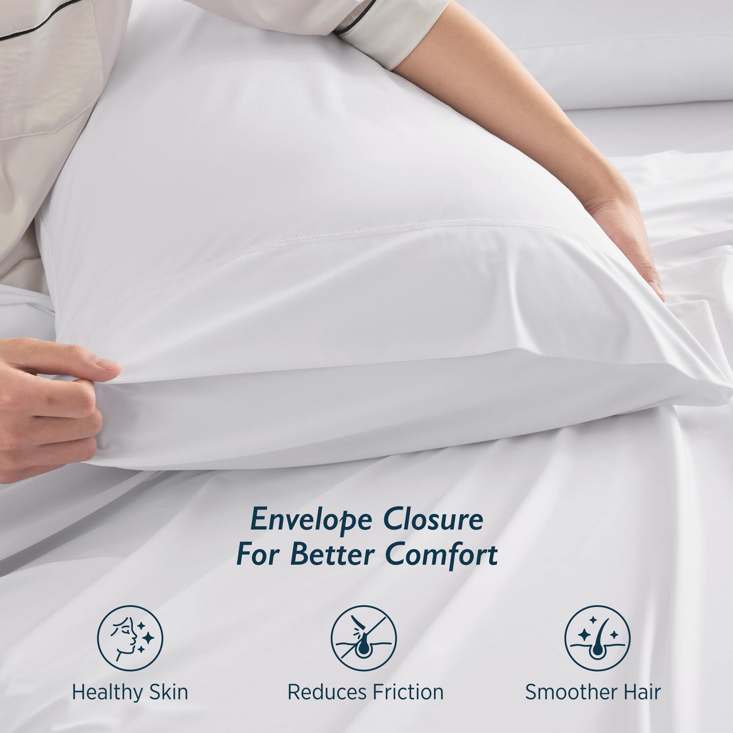 Breescape Cooling Pillow Cases King Size Set of 2, BlendTek™ Cooling Technology for Hot Sleepers & Night Sweats, Silky Soft Cool Pillowcases for Hair & Skin Care, 20" x 36", Snow White