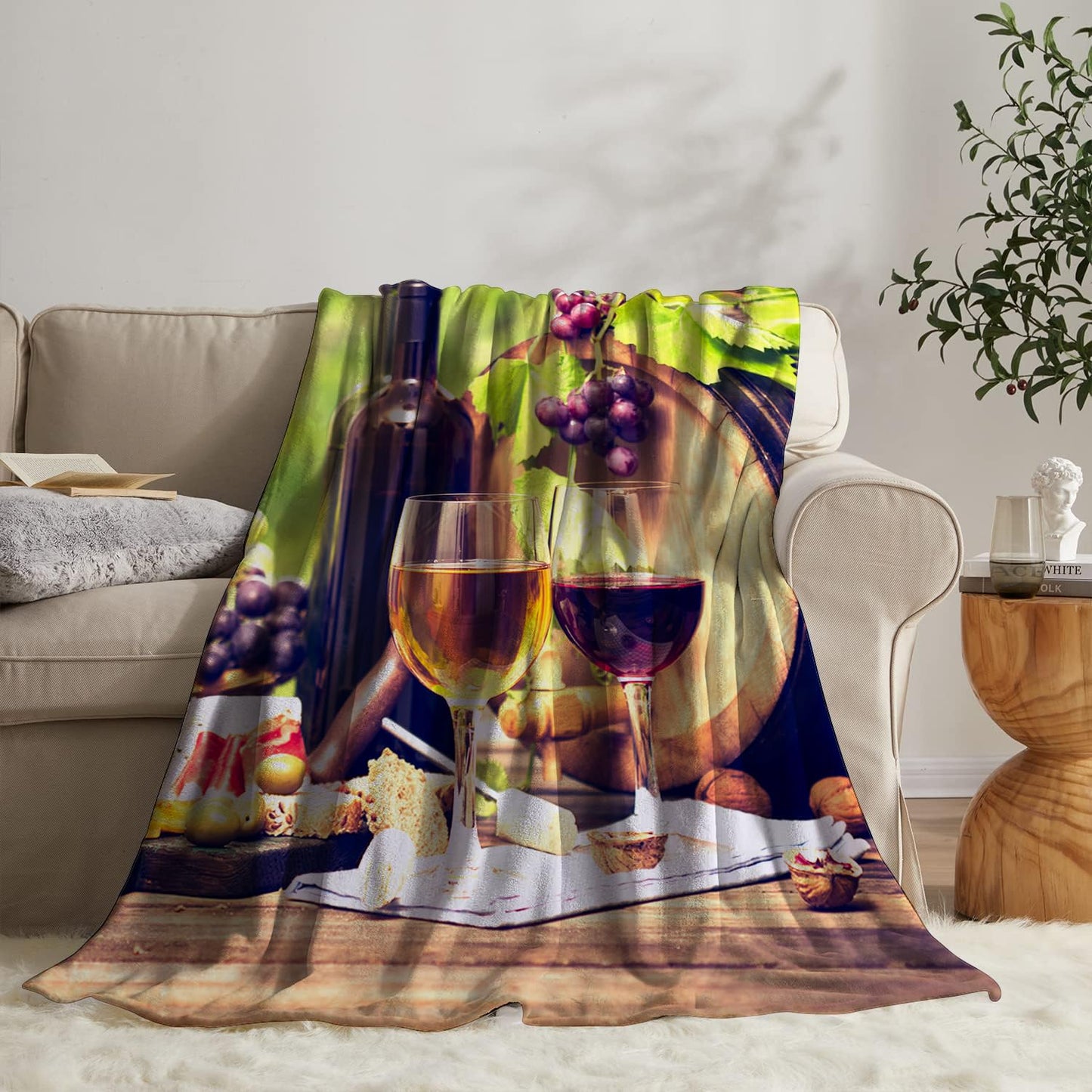 Farm Grape Wine Blanket 40" x 50" Fruit Plantation Rustic Romantic Super Soft Bedding Fleece Throw Blanket Microfiber Flannel Blankets Couch Sofa Warm Lightweight for Boys Girls