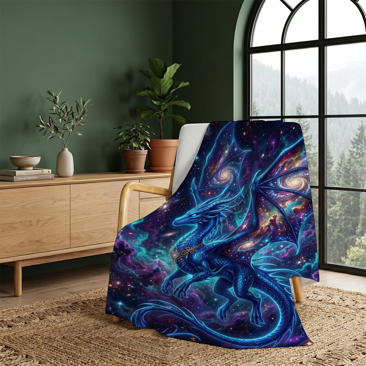 Yujiiso Cosmic Starry Space Dragon Blanket Soft Throw Blanket 50" x 60"