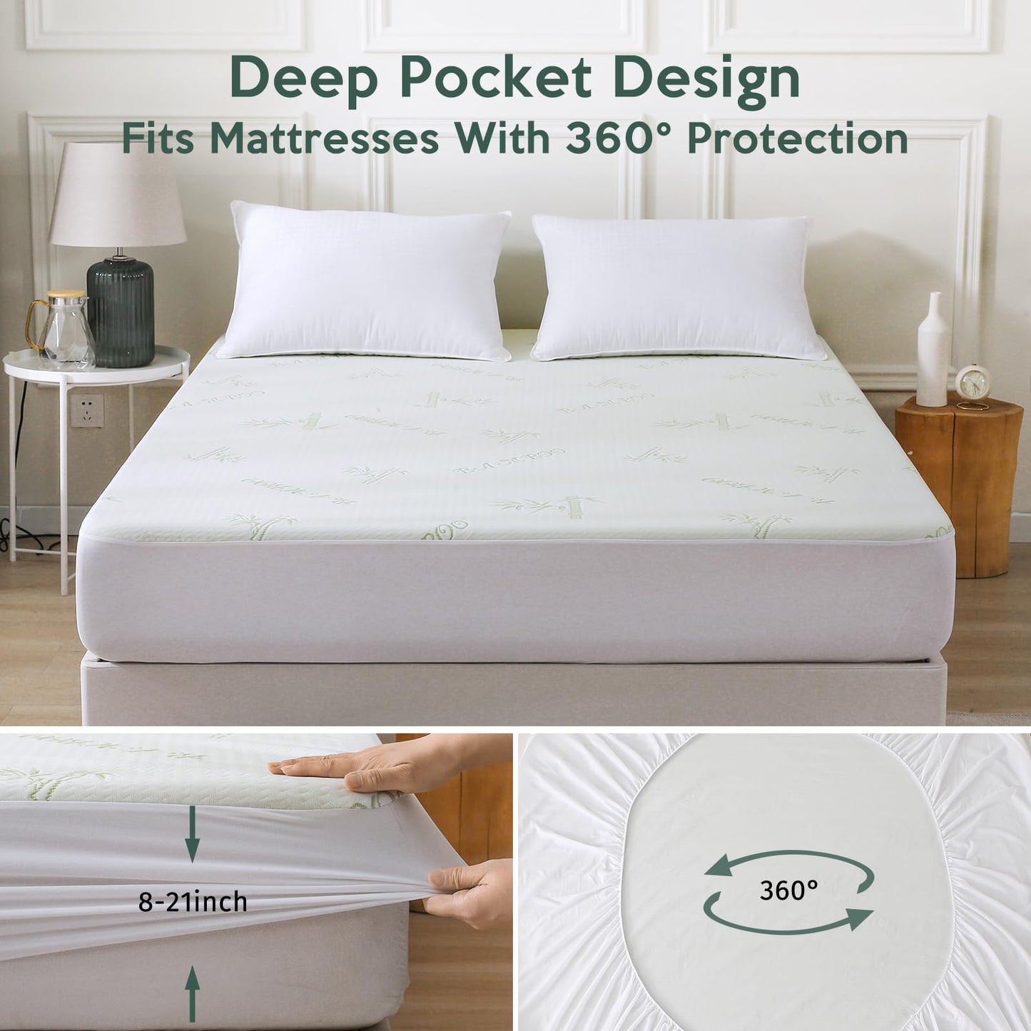 MUXHOMO 2 Pack Twin XL Mattress Protector, 100% Waterproof Mattress Cover Twin XL Size Bed, Cooling and Breathable Bed Pad Cover, Deep Pocket 8"-21"