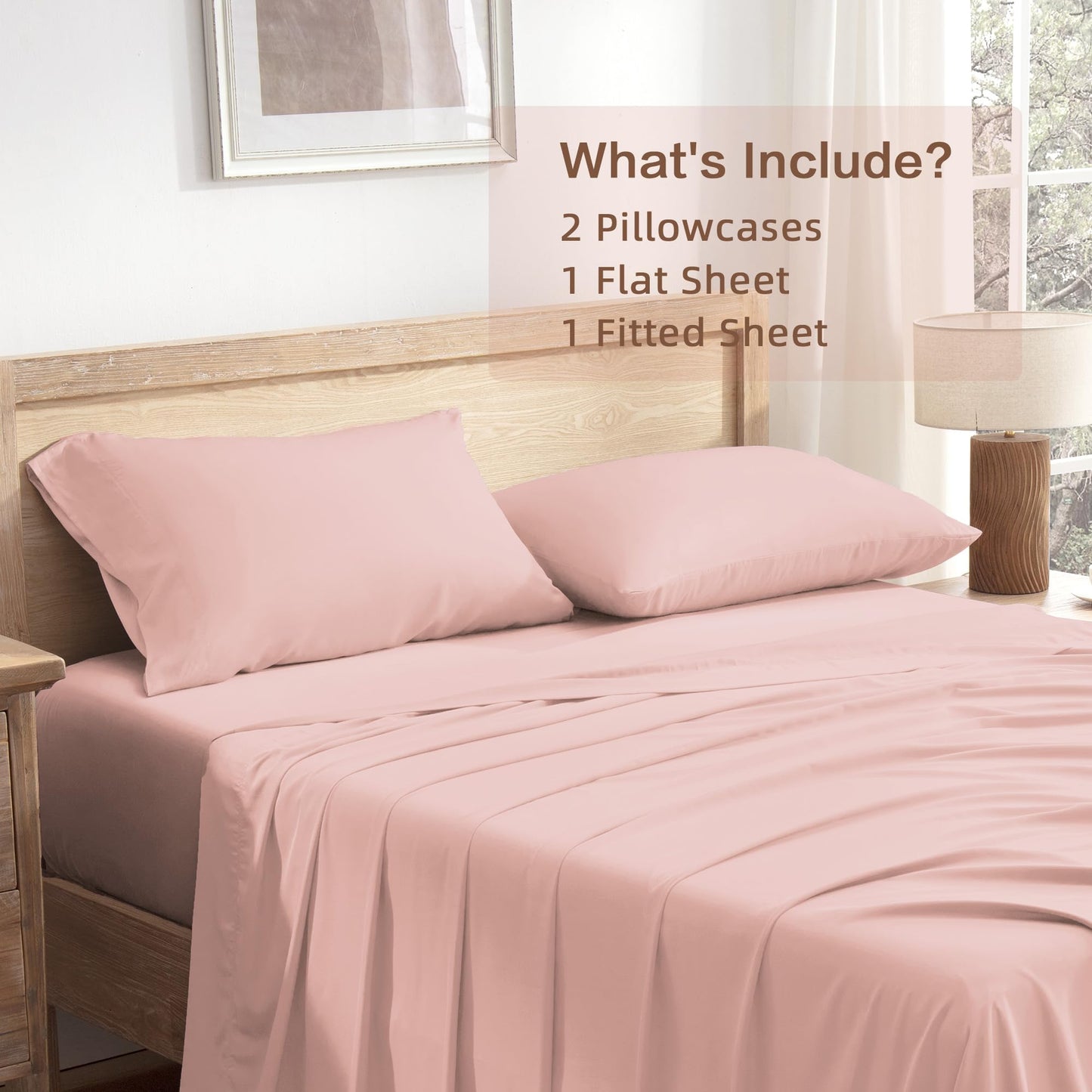 Andency Blush King Size Sheets Set, 100% Viscose Derived from Bamboo, Cooling King Sheets, Deep Pocket Up to 16", Silky Soft Bed Sheets, Hotel Luxury Breathable Bedding Sheets & Pillowcases…