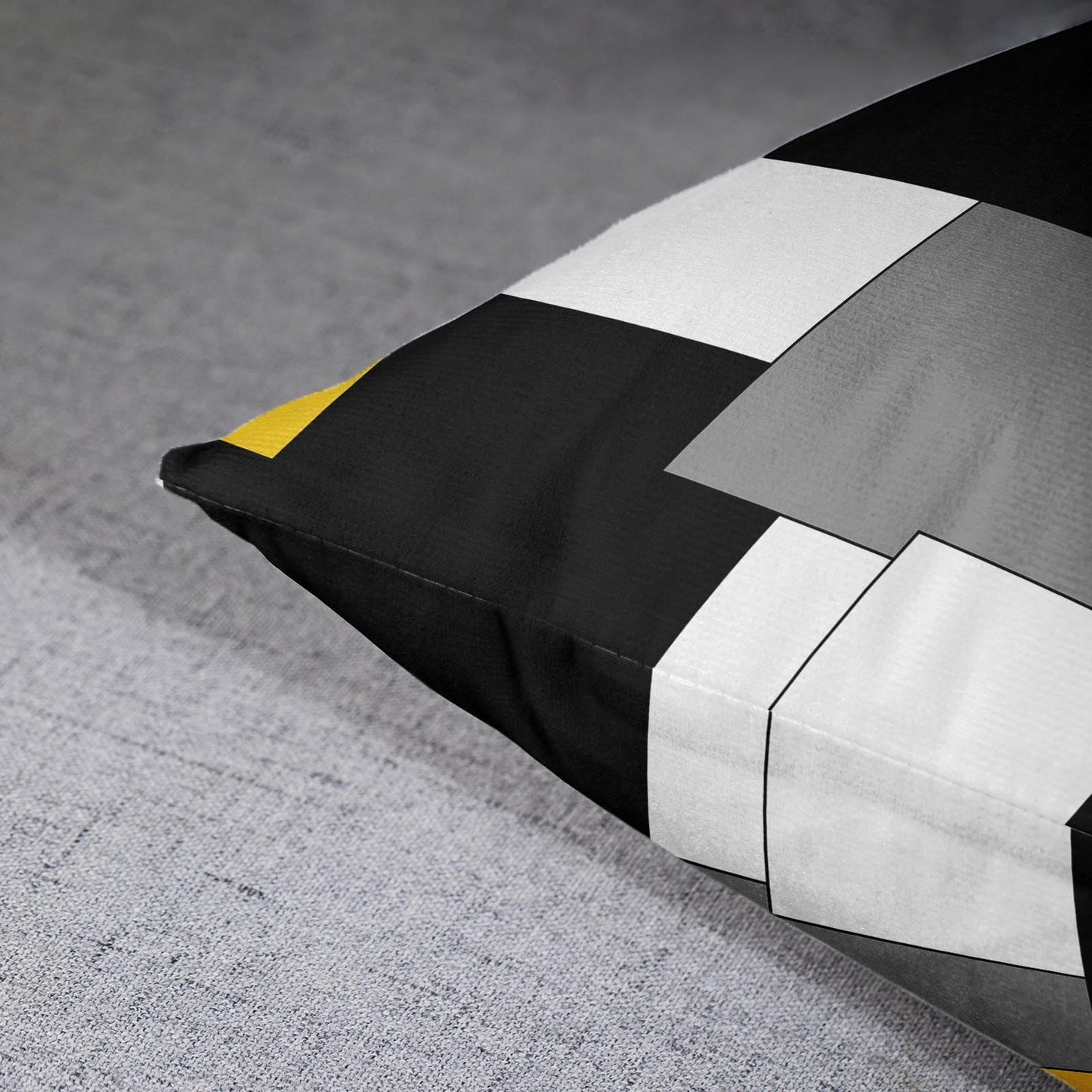 Emvency Set of 2 Yellow Geometric Throw Pillow Covers Black Grey White Painting Abstract Checkered Design Decorative Pillow Case Modern Home Decor Standard Square 18x18 Inch Cushion Pillowcase