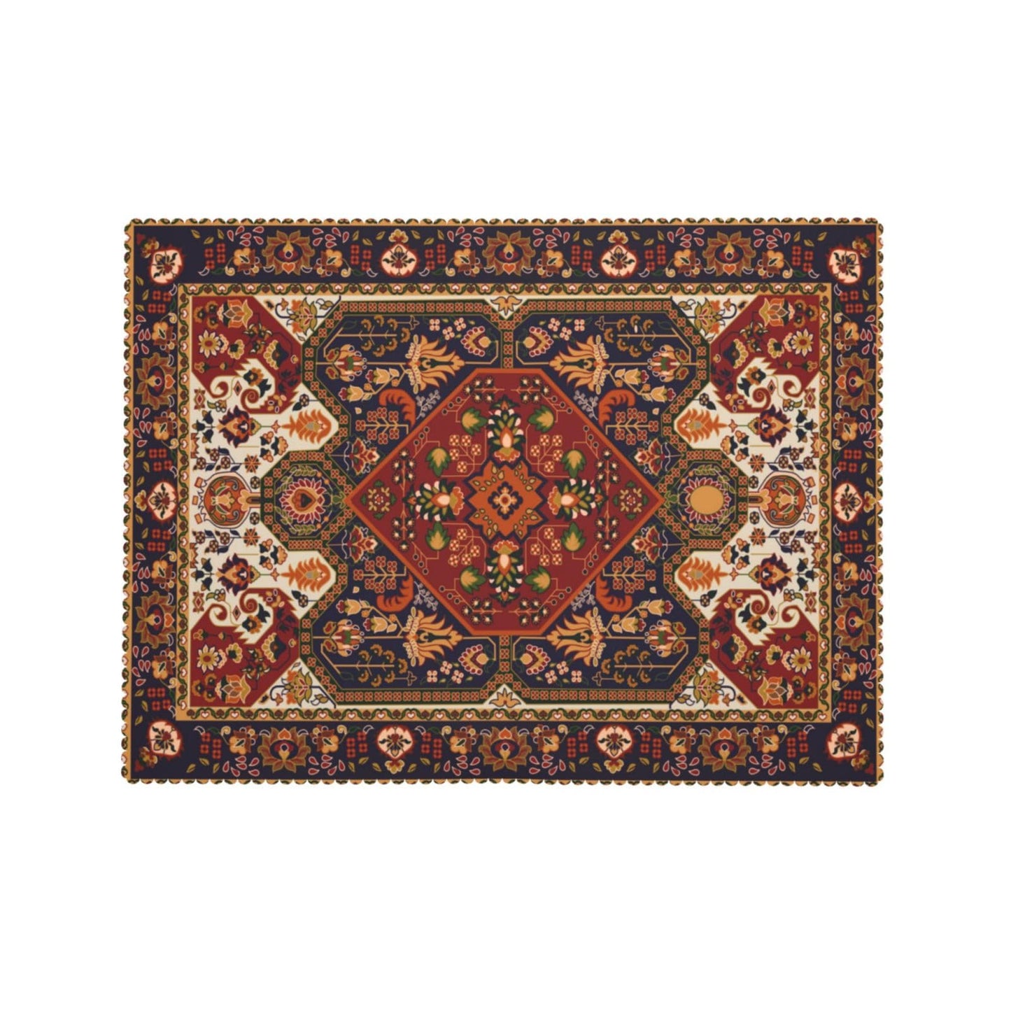 DANSICUINI Persian Carpet Design Rectangle Tablecloth Tribal Texture Table Cloth Boho Rust Rectangular Tablecloth Table Cover for Dining Kitchen Party 54 x 72 Inch