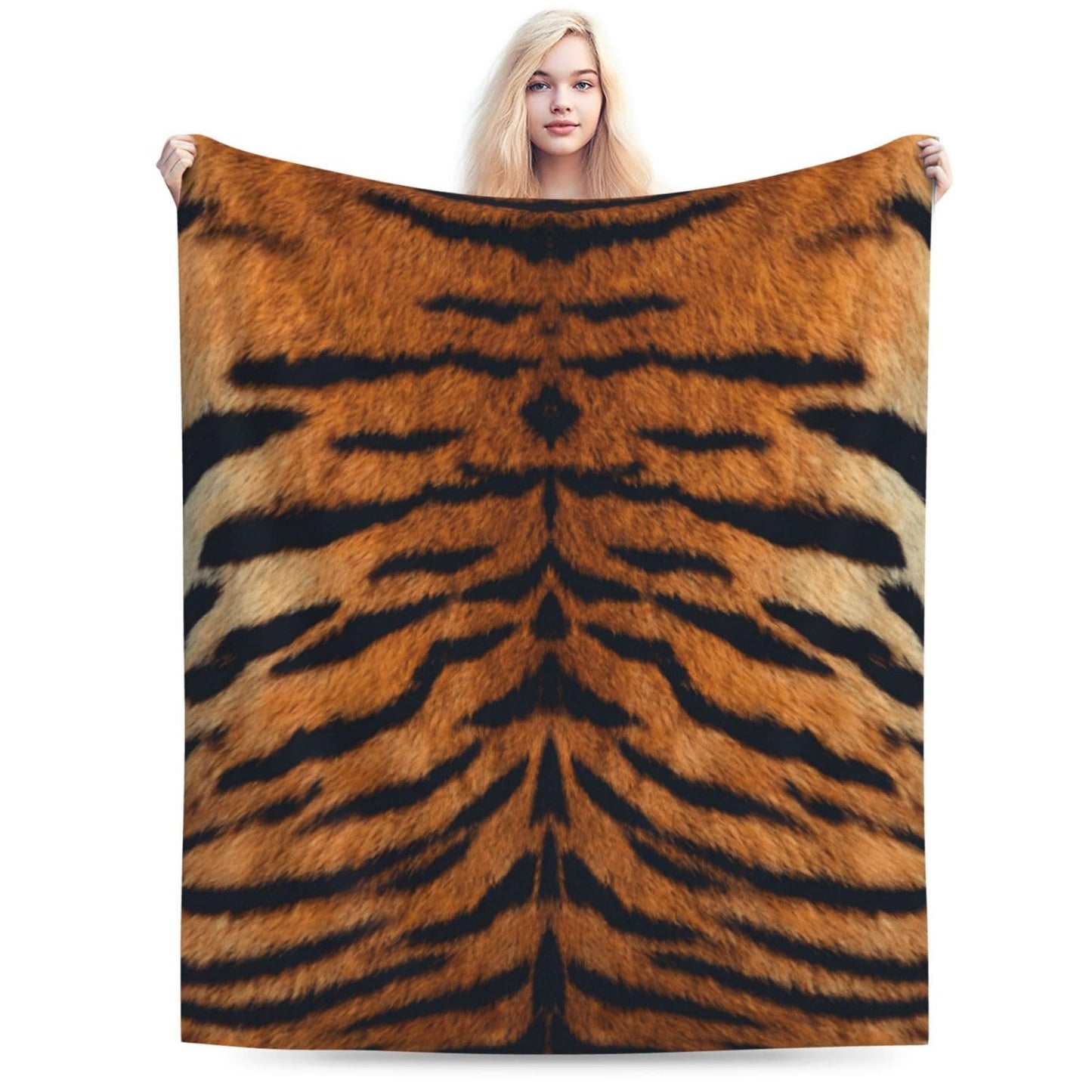 Gbuzozie Tiger Animal Texture Fleece Blanket Lightweight Ultra-Soft Throw Blanket for Sofa Couch Bed Camping Travel - Super Soft Cozy Microfiber Blanket 60"X50"