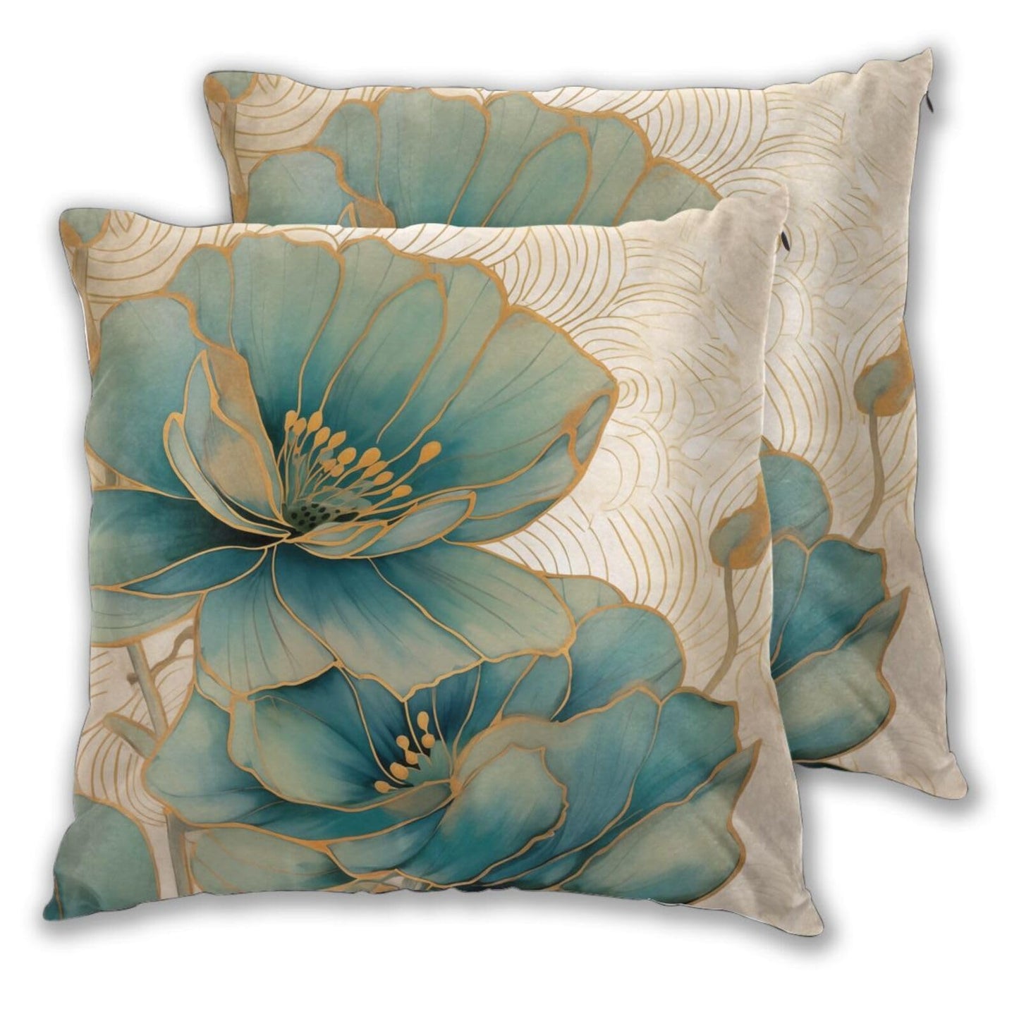 Droerfes Teal Turquoise Leaf Throw Pillow Covers Set of 2 Couch Pillow Case Decoration Cushion Covers for Sofa Home Living Room Bedroom Outdoor 18X18 Inch