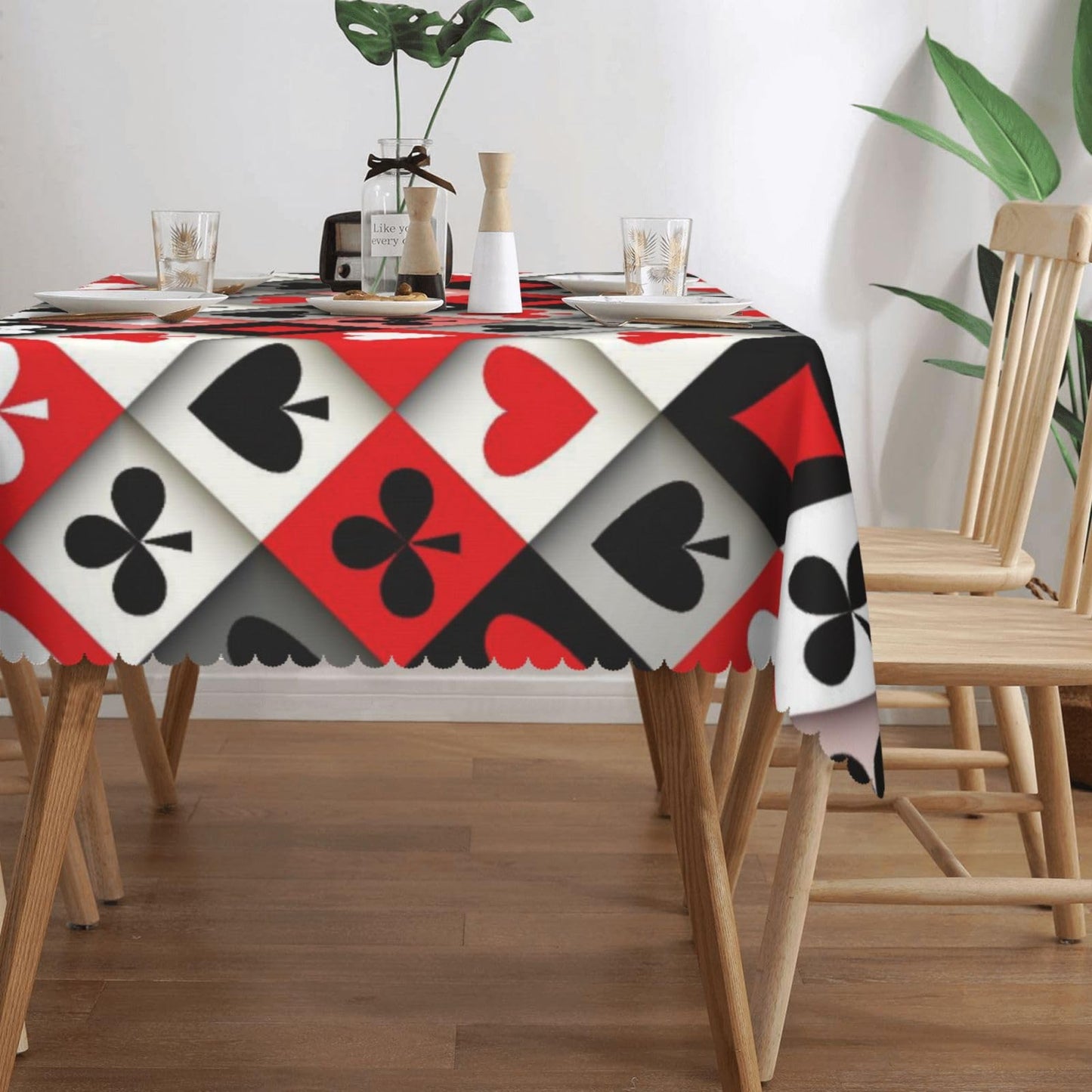 XIOURERY Card Suits Table Cloths Decorative for Dining Room, Poker Plaid Washable Tablecloth for Home, Restaurant, Outdoor Party Table Cover 54x72 Inch