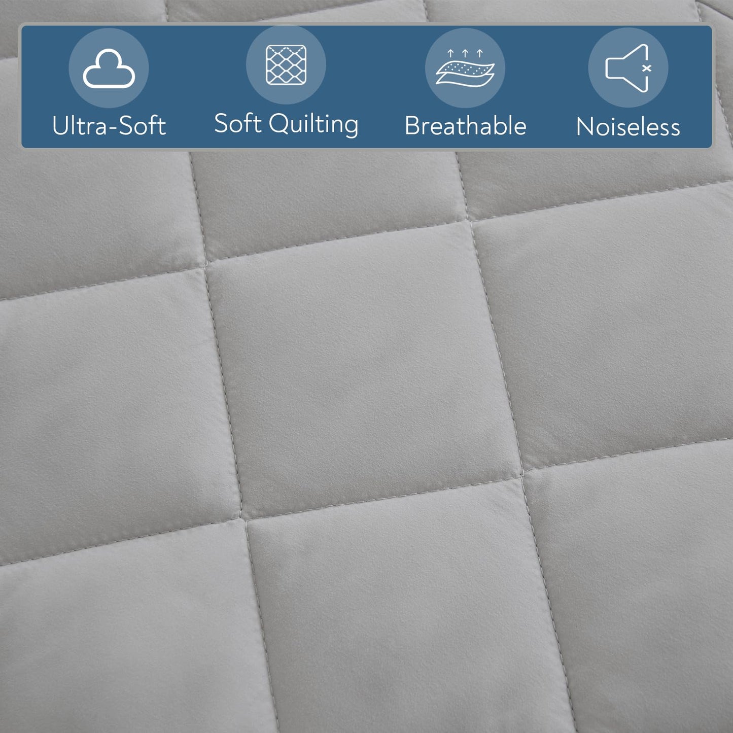 Queen Mattress Pad, Soft Quilted Air Mattress Topper Queen with Extra Deep Pocket, Breathable and Noiseless Air Mattress Cover Mattress Pad Fits Up to 23 Inch, Grey