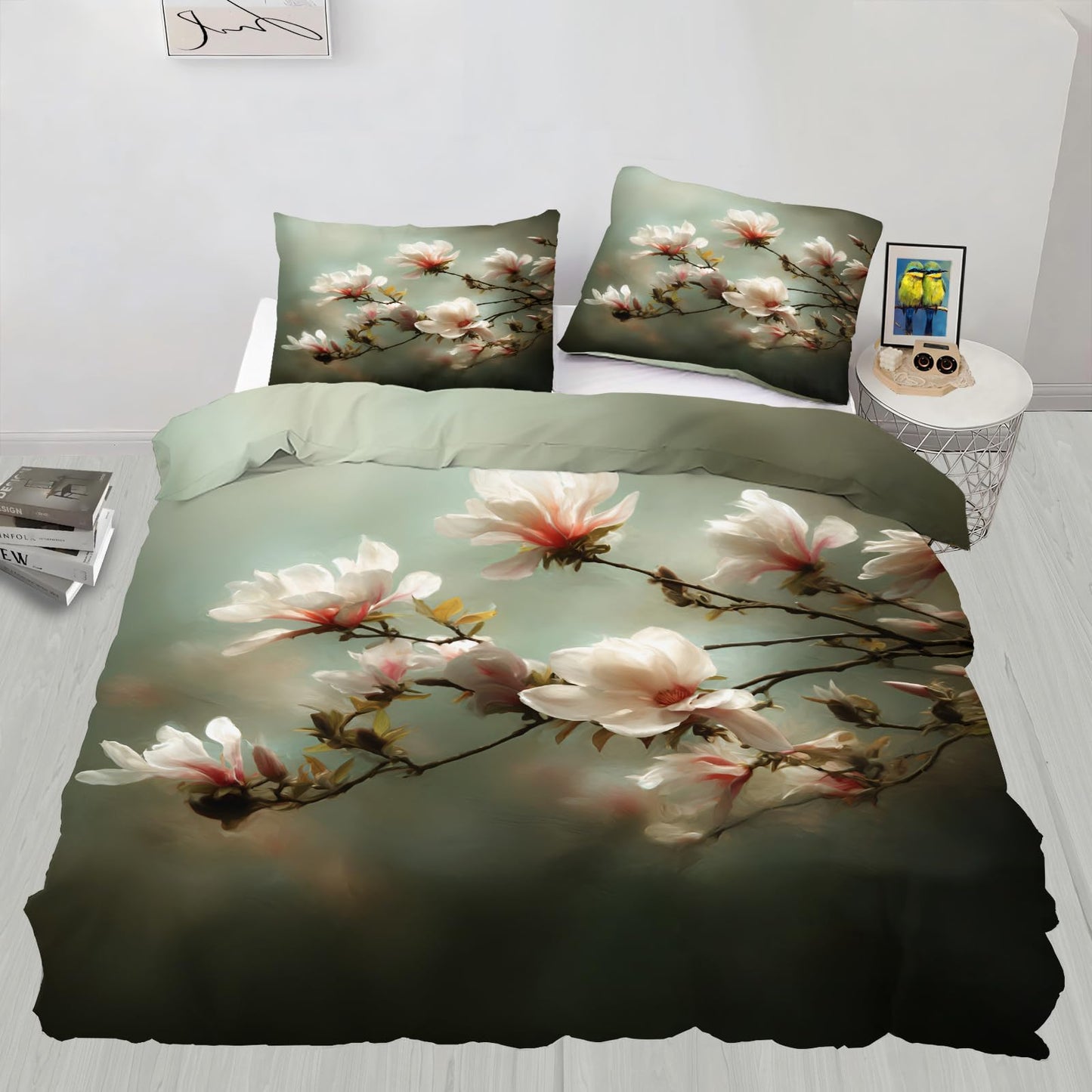 ZAMODE Floral Duvet Cover King Size, Botanical Flowers Comforter Cover 104" x 90", Rustic Flower Bedding Set with 2 Pillowcases