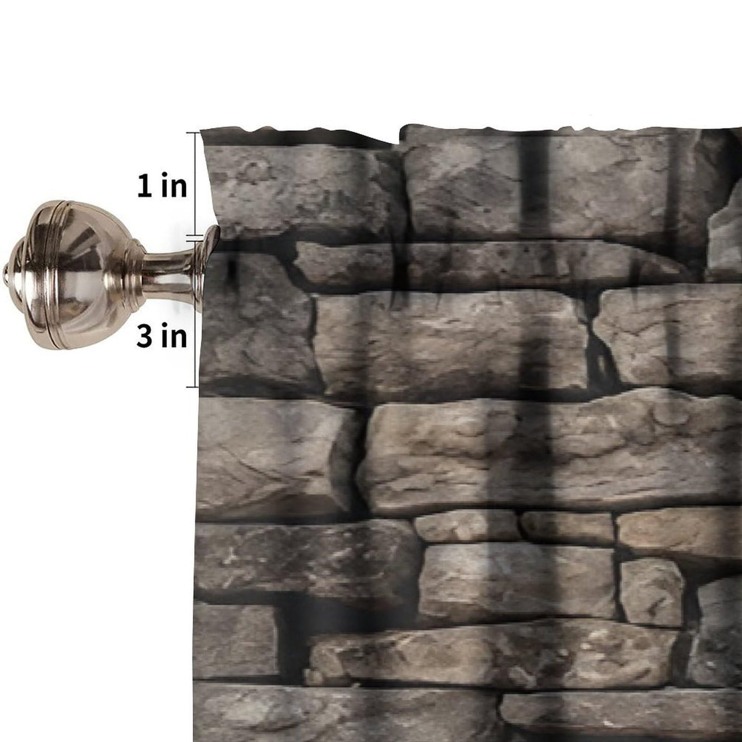 LOMADIA Retro Stone Brick Wall Kitchen Valance Curtain,Rocks Stone Wall Nature Scenery Rod Pocket Drapes Treatments Window Curtains for Living Room Office Cafe Bedroom Decor 54" W x 18" L (Pack of 1)