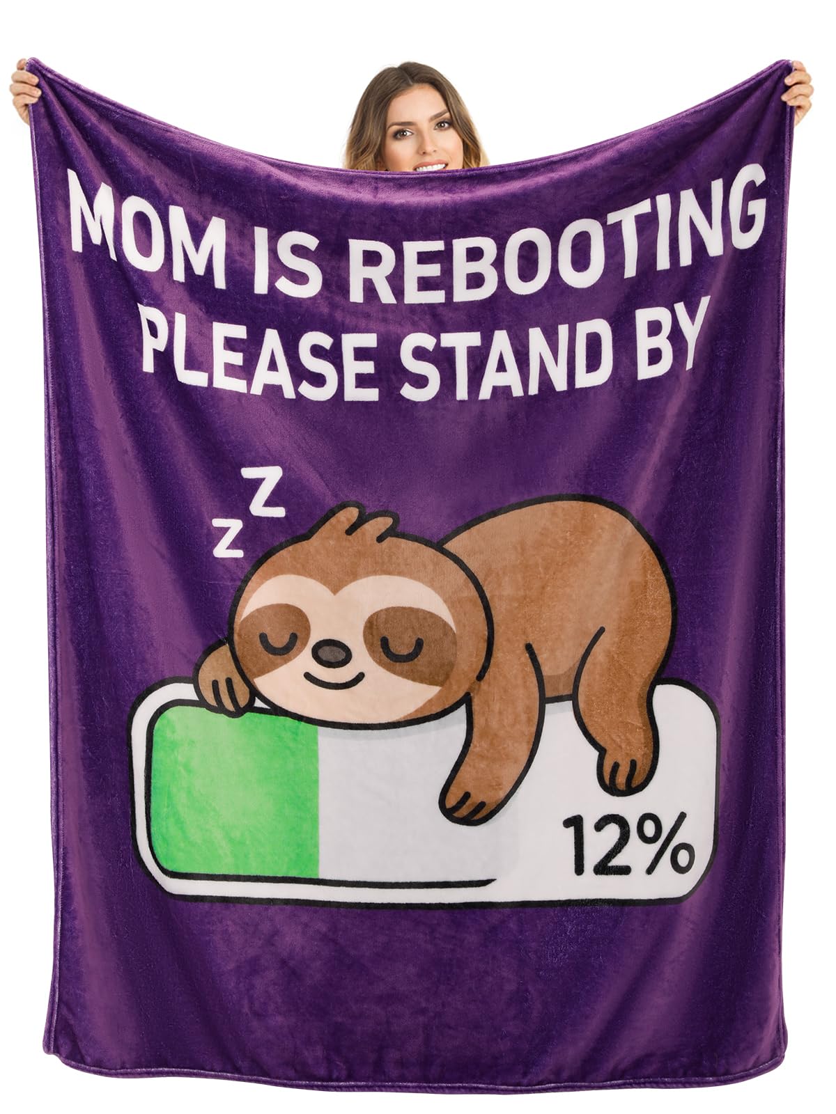 Gift for Mom from Daughter Son, 60"x50" Funny Blanket Gift, Birthday Gifts for Mom, Soft Cozy Sleeping Sloth Throw Blanket I Love You Mother Gifts