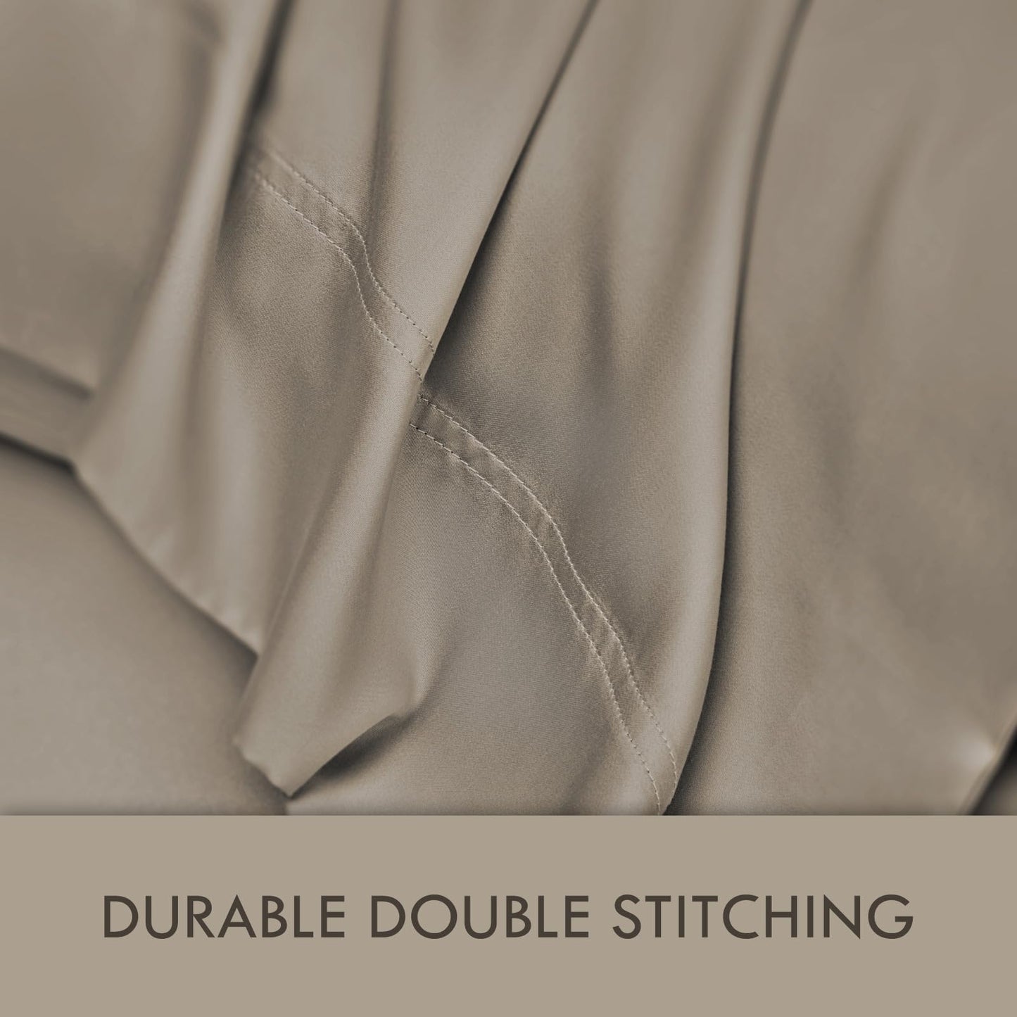 ClevaHome Sheets Queen Bed Sheet Set, 100% Rayon derived from Bamboo, Luxuriously Soft, Cooling, Double Stitching, 16" Deep Pockets Imported (Queen, Taupe)