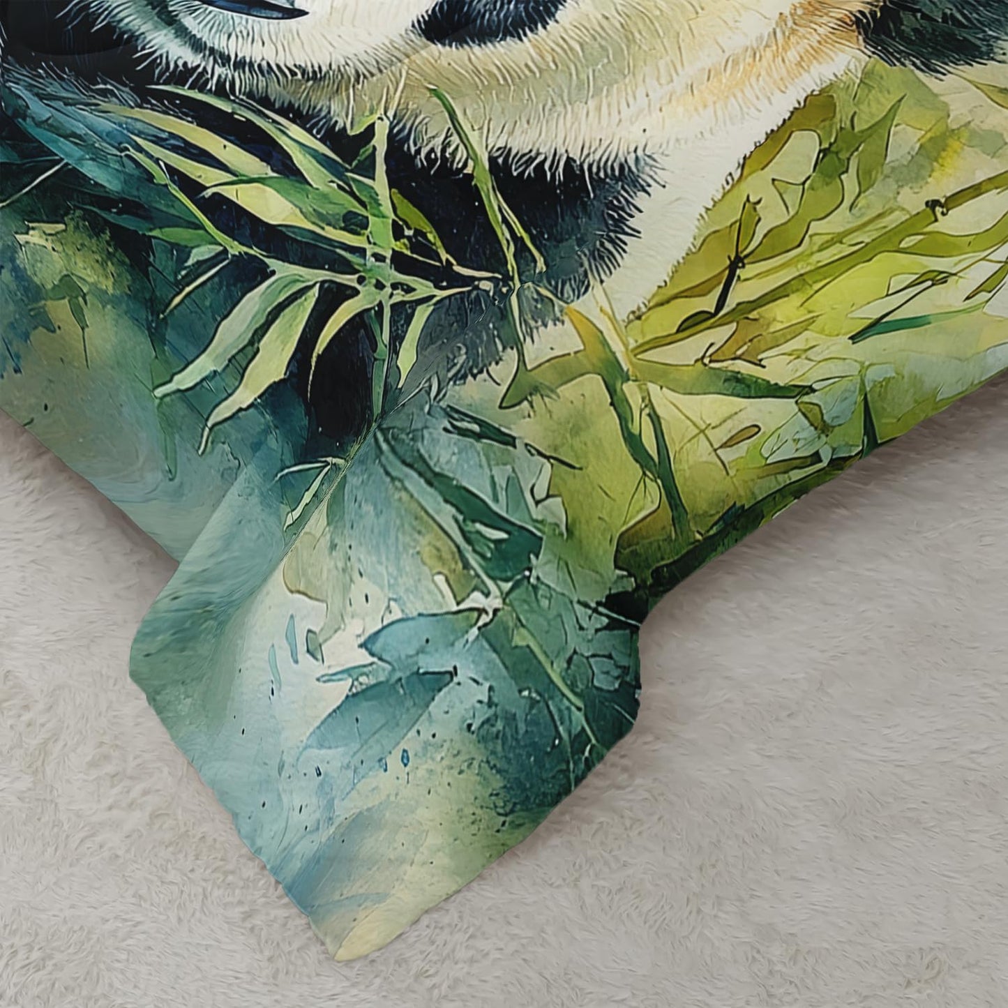 Nttopship Cute Panda Bedding Set 3 PCS Kids Panda Comforter Set Twin Size for Kids Boys Girls Animal Theme Comforter Kawaii Animal Soft Machine Washable Green 1 Comforter with 2 Pillowcases