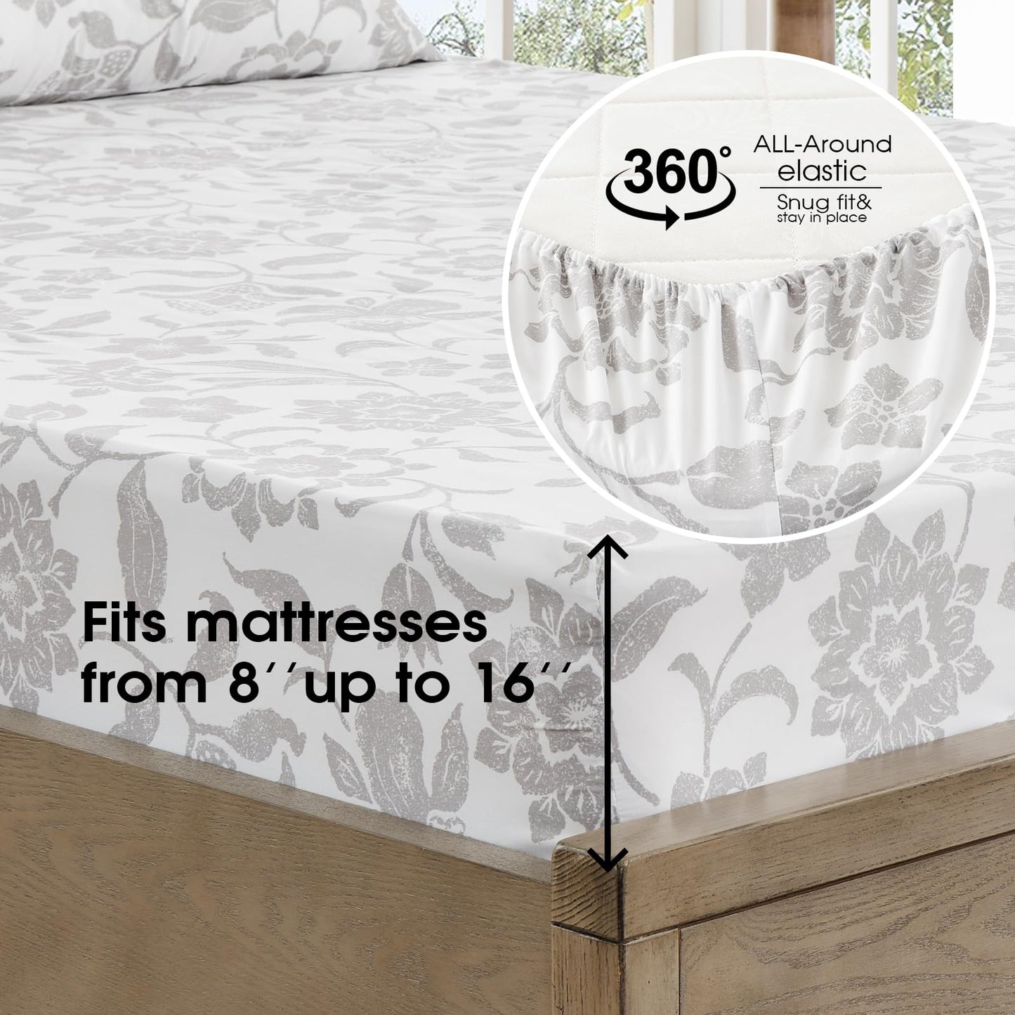 FreshCulture Floral Bed Sheets - Ultra Soft King Size Sheets Set - Brushed Microfiber Floral Sheets - Deep Pockets - Easy Care - Hotel Luxury 4 Piece Flower Printed Sheets King, Clay Garden