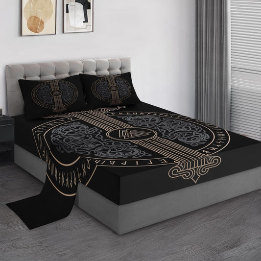 Pamnest Twin Size Bed Sheet Sets, Tree Viking Norse Soft Microfiber 3 Pcs Bedding Sets for Kids and Adults Bedroom Bed Decor, Medieval Gothic Flat, Fitted Sheet and Pillowcases