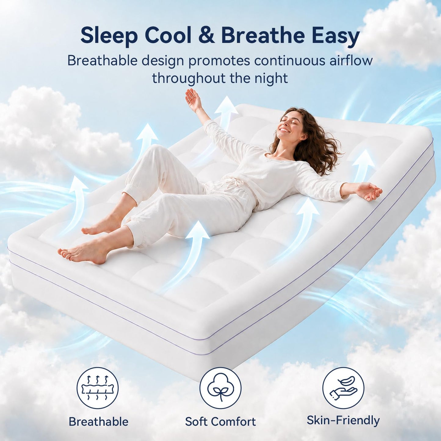 ABENE Full Size Dual Layer 3 Inch Memory Foam Mattress Topper, 2 Inch Gel Memory Foam Plus 1 Inch Down Alternative Pillowtop Mattress Pad Cover, Thick Soft Bed Topper Support for Back Pain