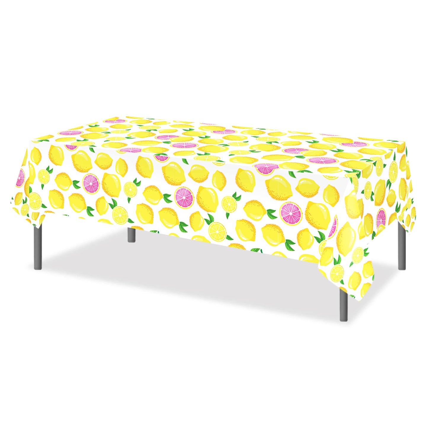 CC HOME 1 Pack Lemon Party Plastic Tablecloth, 54 x 87 Inch,1 Pack Long Rectangular Table Cover for Buffet, Birthday Party, Holiday Dinner, Picnic or Wedding Event Use, Stain Resistant, Reusable