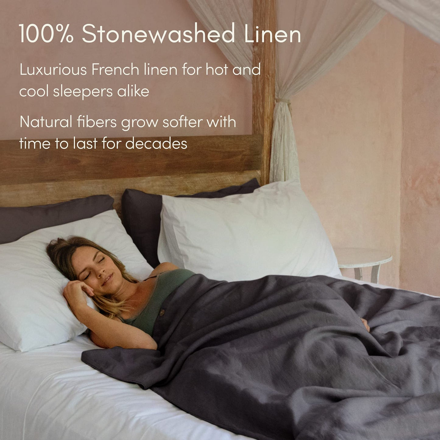 Baloo 100% French Linen Duvet Cover for Weighted Blanket (Charcoal - 42"x72" - Throw Size) | Cooling, Soft & Durable | Certified European Flax®