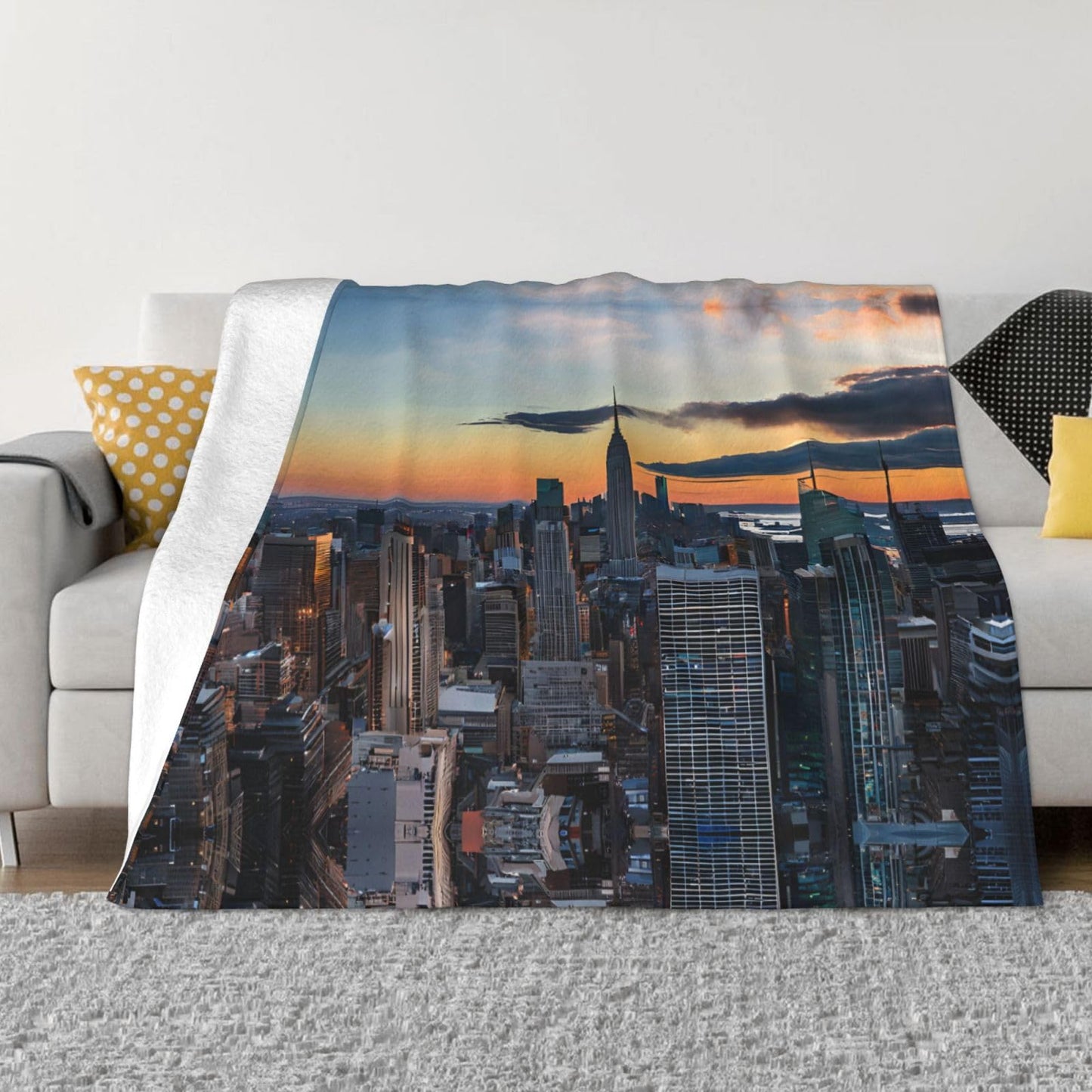 ZHYGZWWG New York City Print Flannel Blanket, Suitable for Sleeping, Sofa, Camping, Gifts for Family and Friends