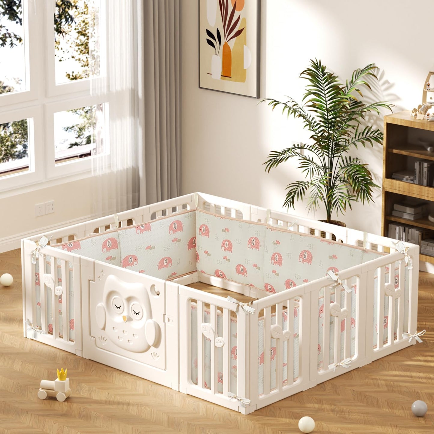 4pc Soft Edge Protection for Children,Long 51.18 and Short 26,77 Inches,Anti-Collision, Straps for Stair Railings, Floor Beds, Play Areas & Indoor Safety Spaces, Easy to Install, Washable (Khaki)