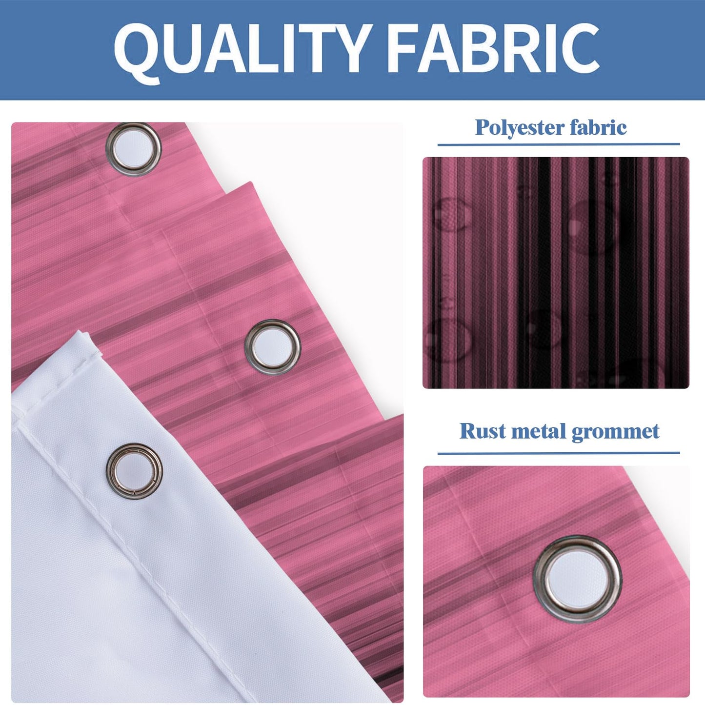 AAtter Pink Black Ombre Shower Curtain, Extra Long 72x84 Inch, 12 Hooks
