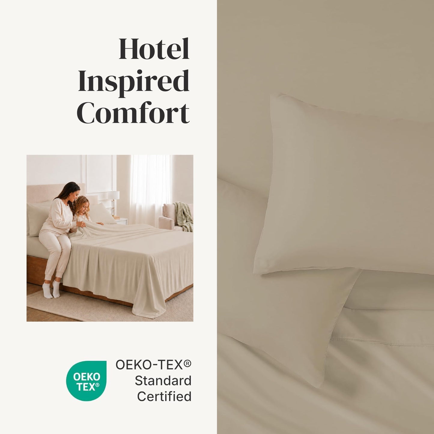 Modern Threads Soft Microfiber Solid Sheets - Luxurious Microfiber Bed Sheets - Includes Flat Sheet, Fitted Sheet with Deep Pockets, & Pillowcases Khaki King